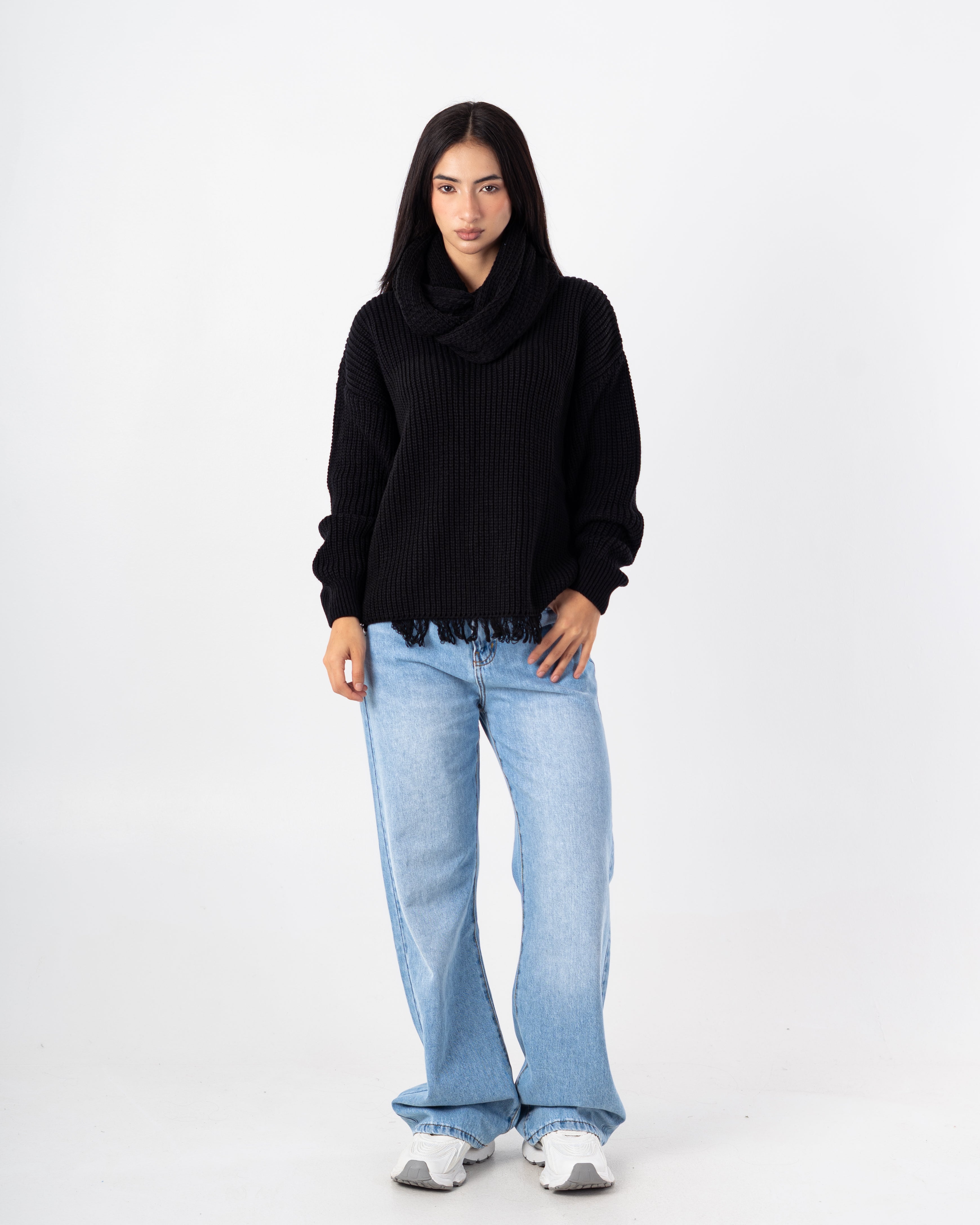 Knitwear Pullover – Plain With Scarf