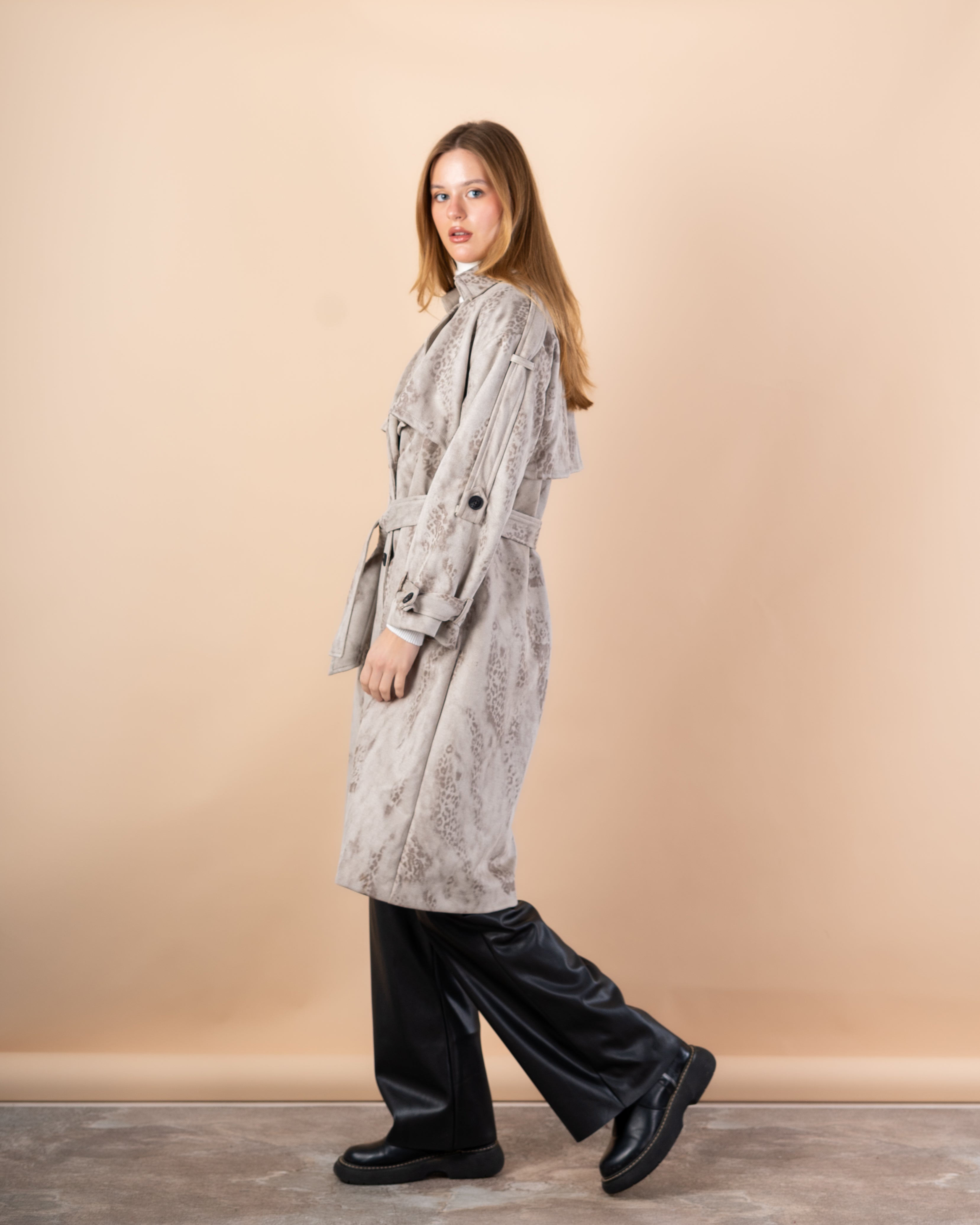 Trench coat gabardine with belt