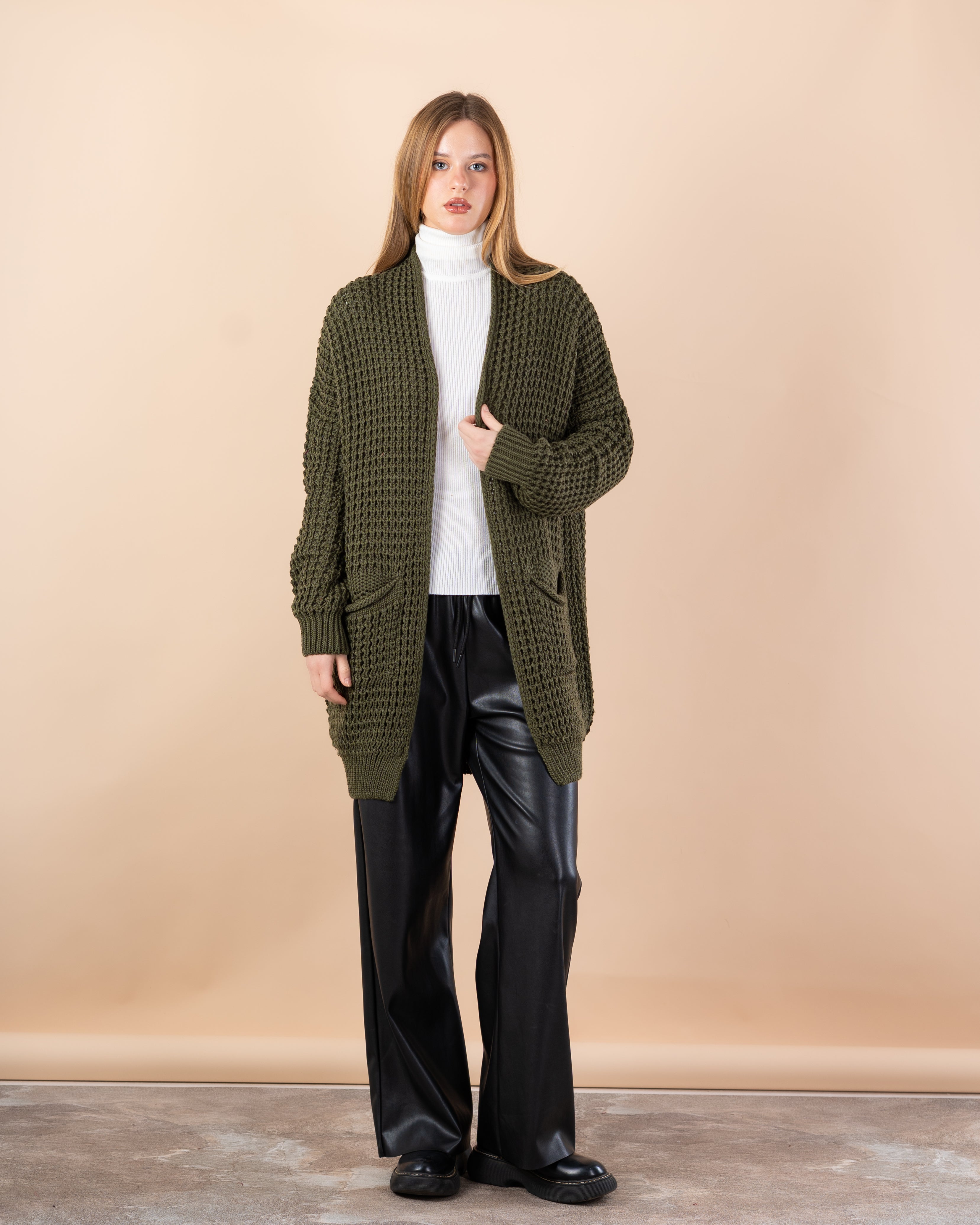 knit cardigan - Long with (2 pockets)