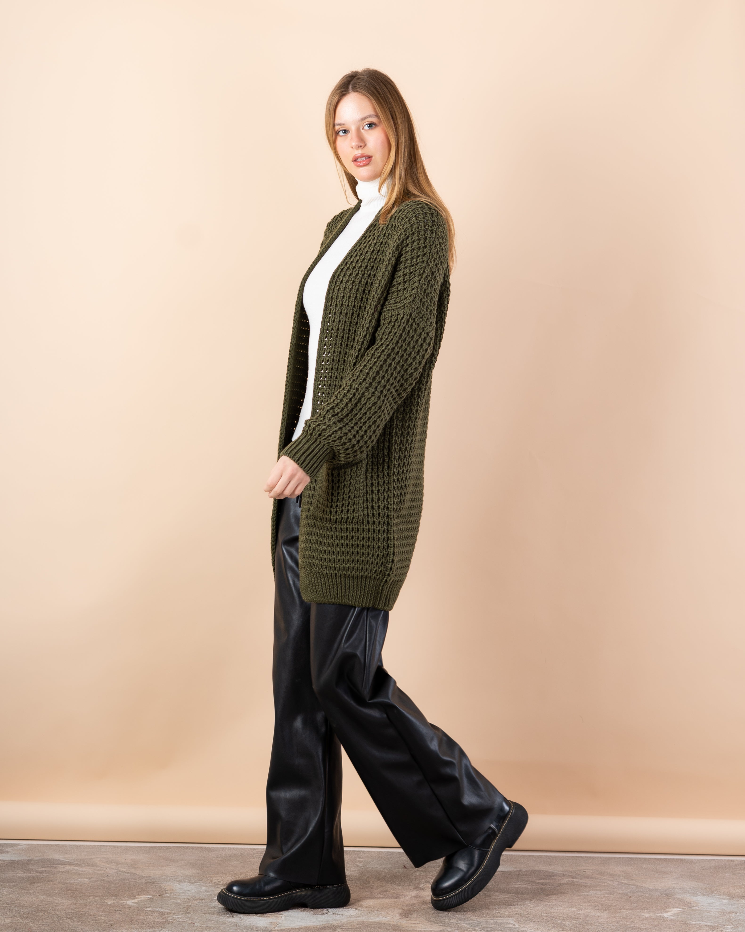 knit cardigan - Long with (2 pockets)