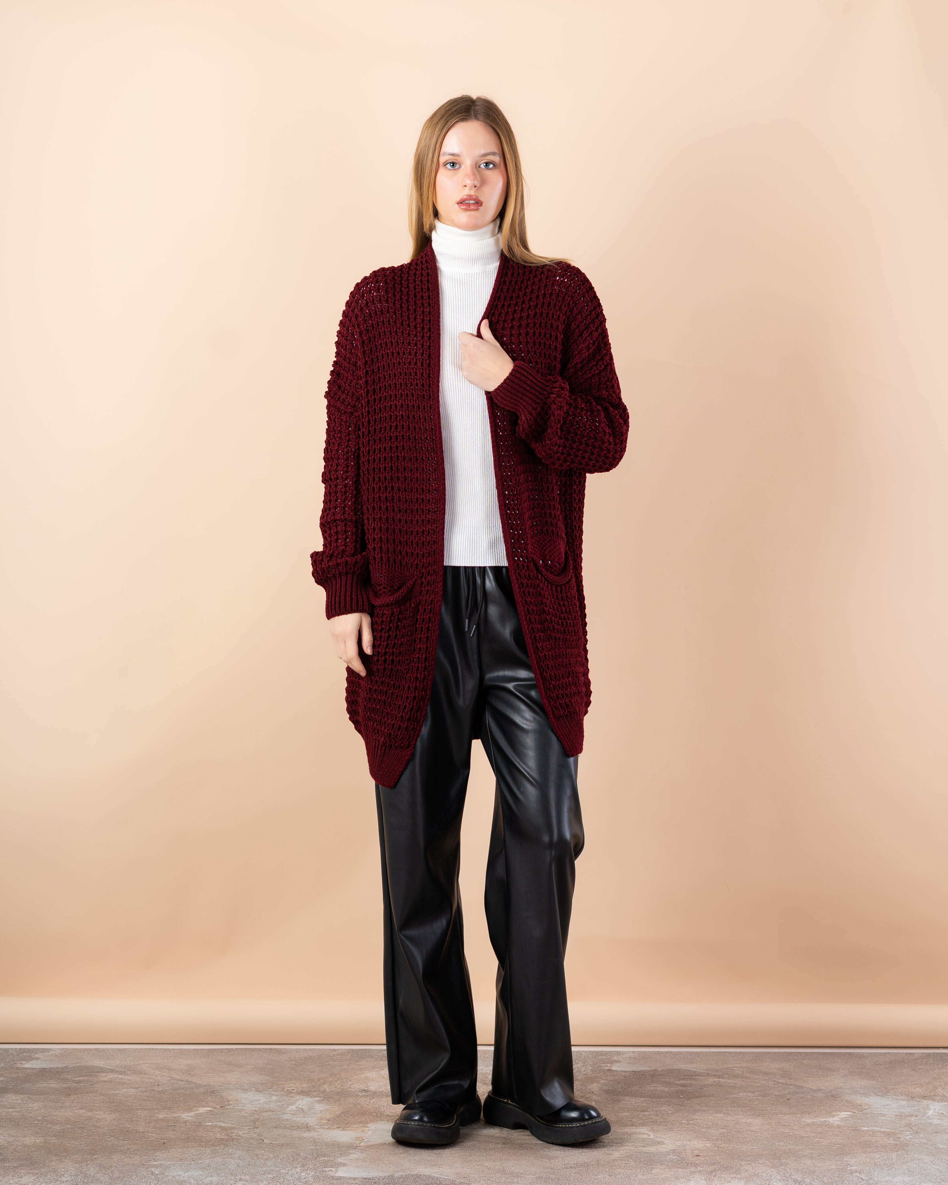 knit cardigan - Long with (2 pockets)