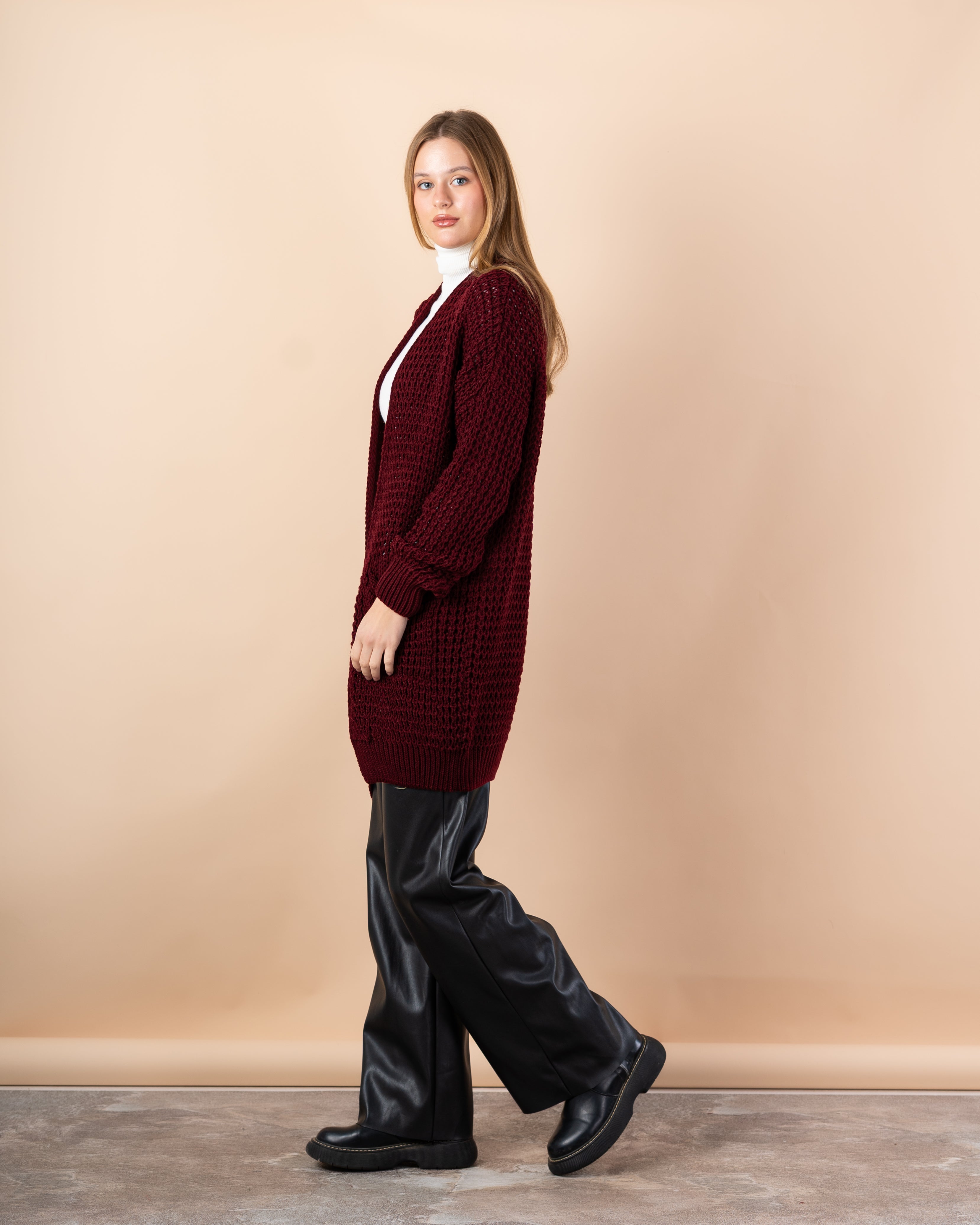 knit cardigan - Long with (2 pockets)