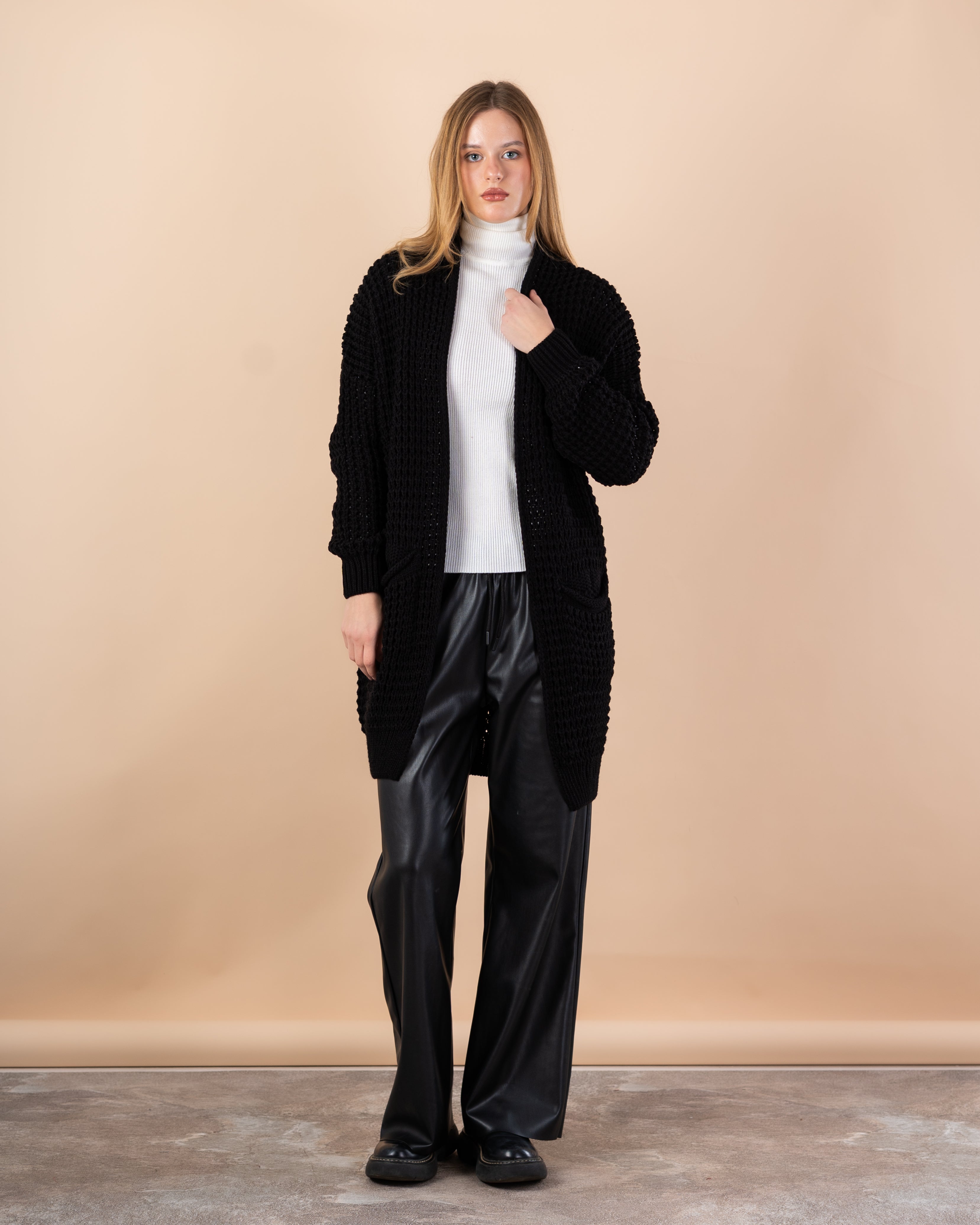 knit cardigan - Long with (2 pockets)