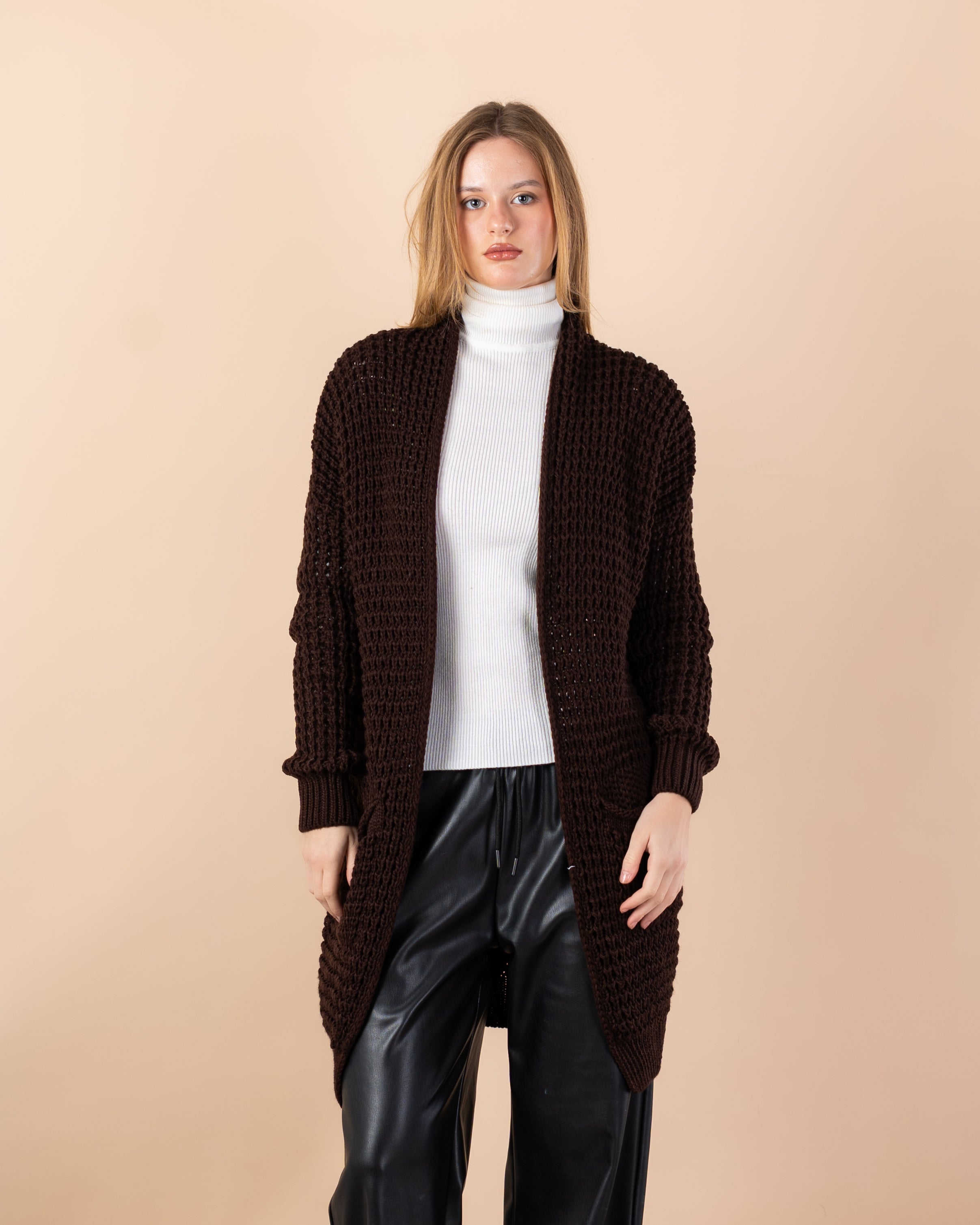 knit cardigan - Long with (2 pockets)