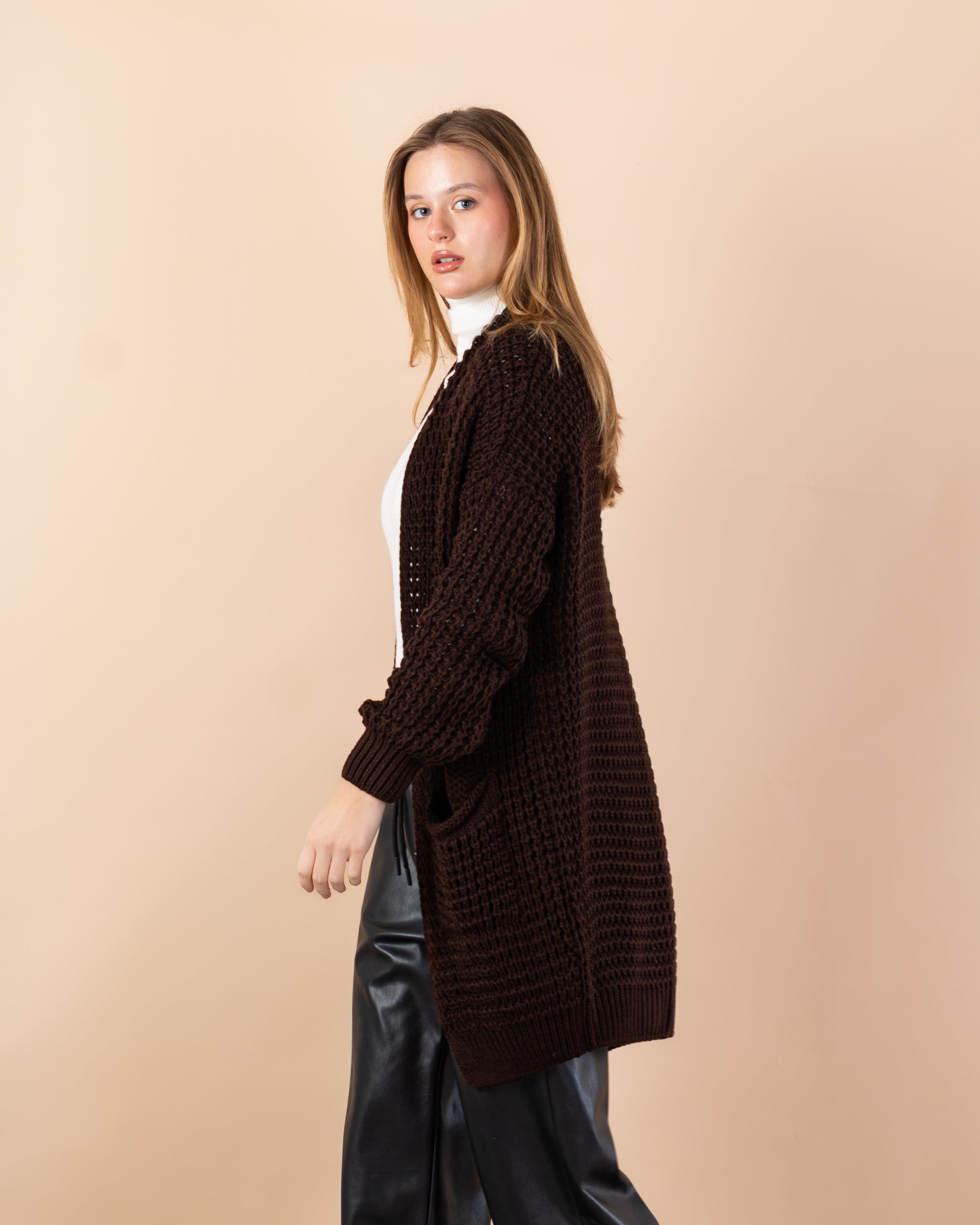 knit cardigan - Long with (2 pockets)