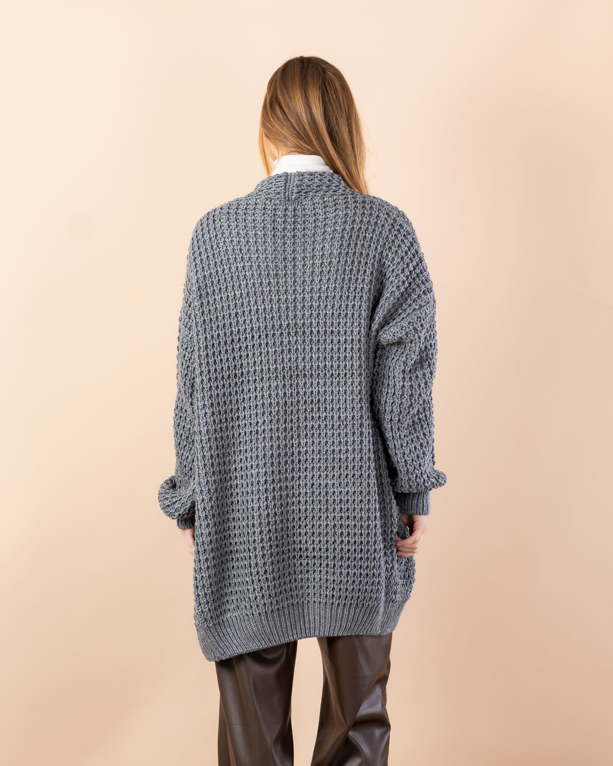 knit cardigan - Long with (2 pockets)