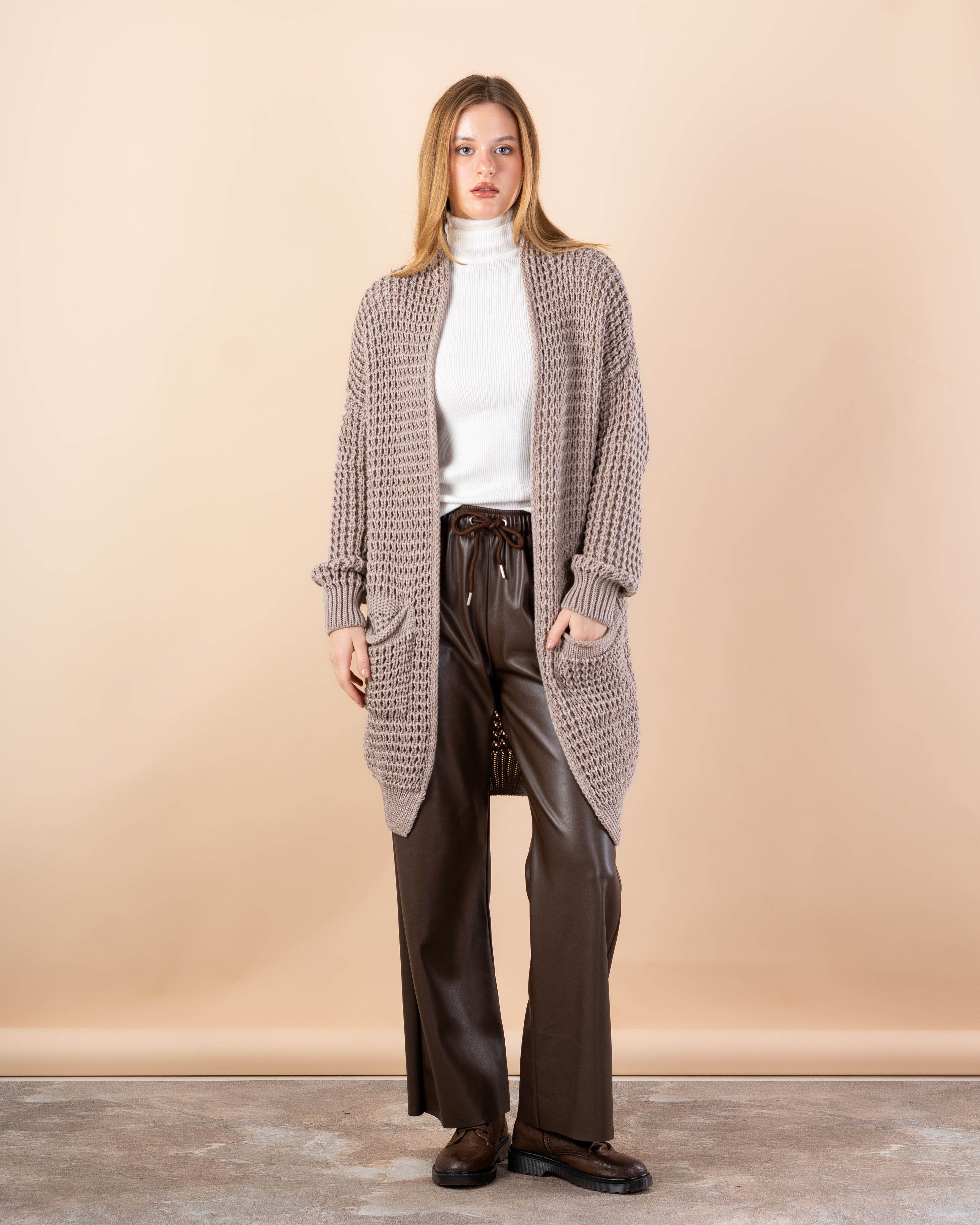 knit cardigan - Long with (2 pockets)