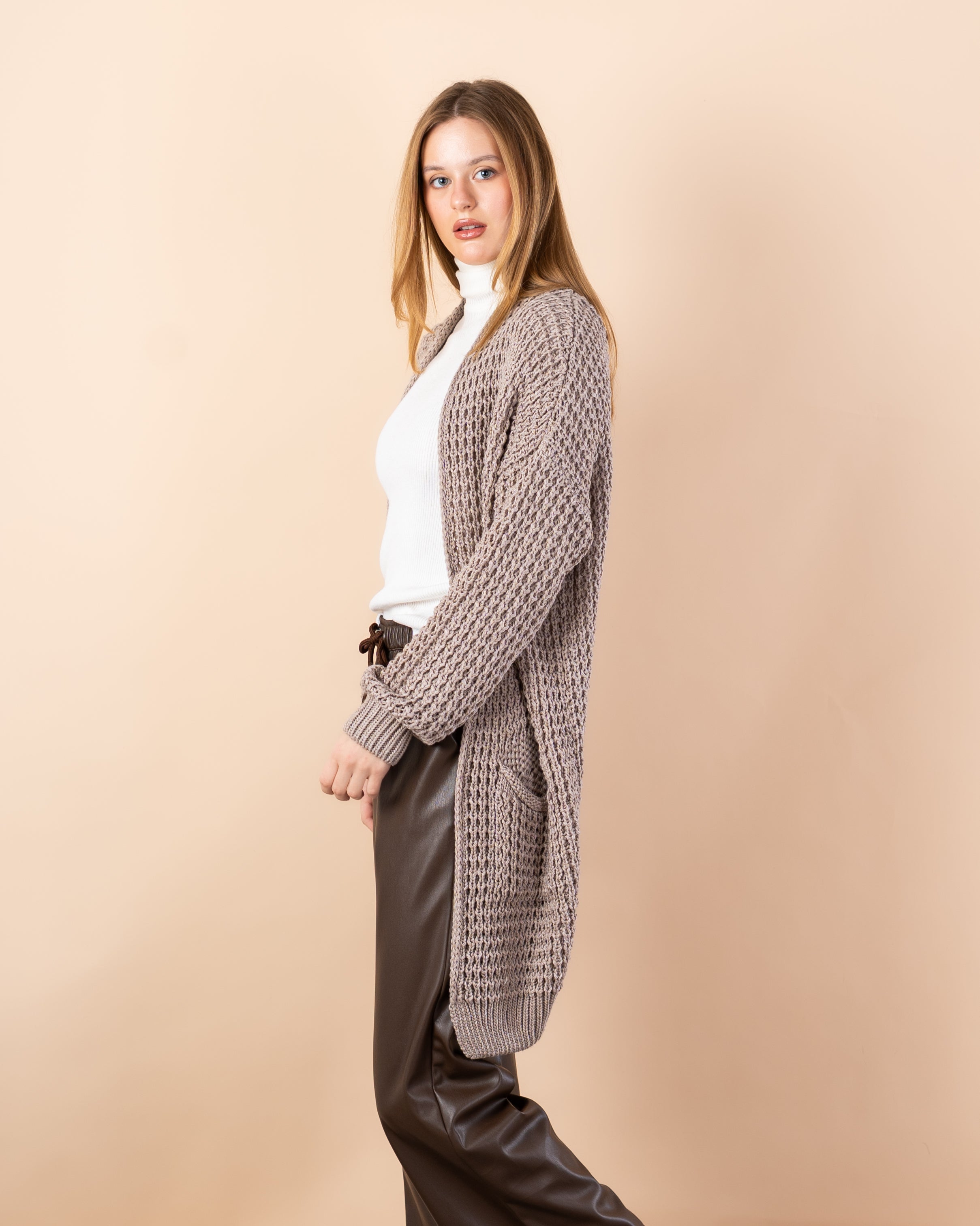 knit cardigan - Long with (2 pockets)