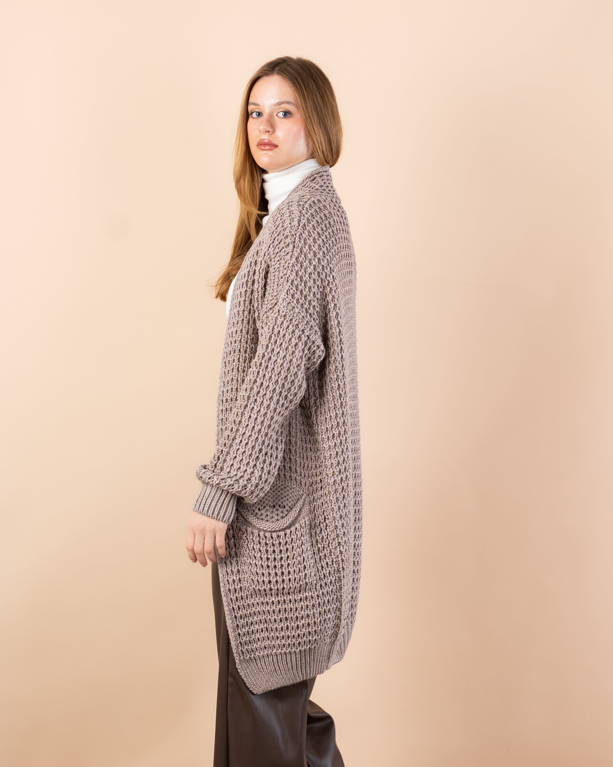 knit cardigan - Long with (2 pockets)