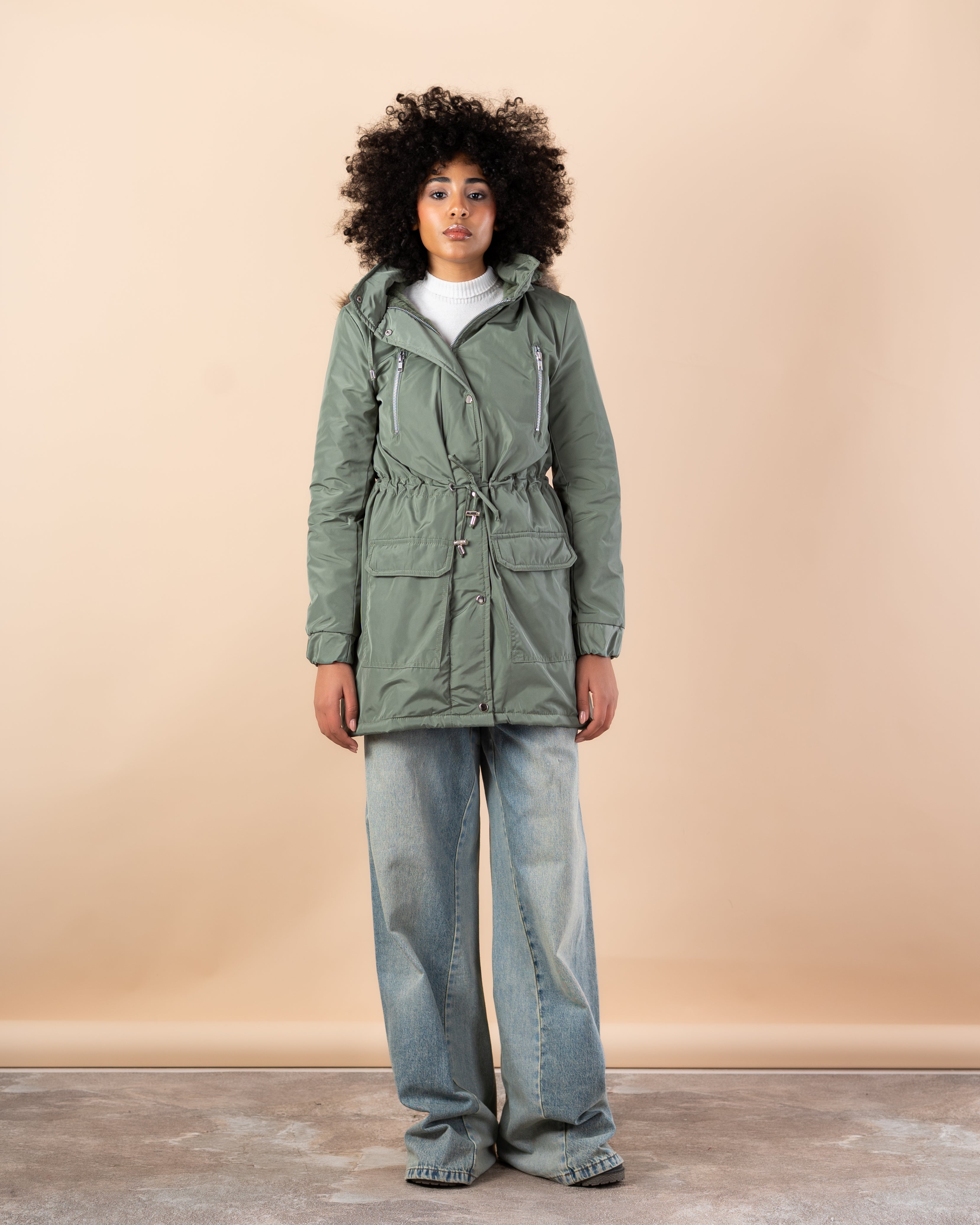 Waterproof jacket with fur hood