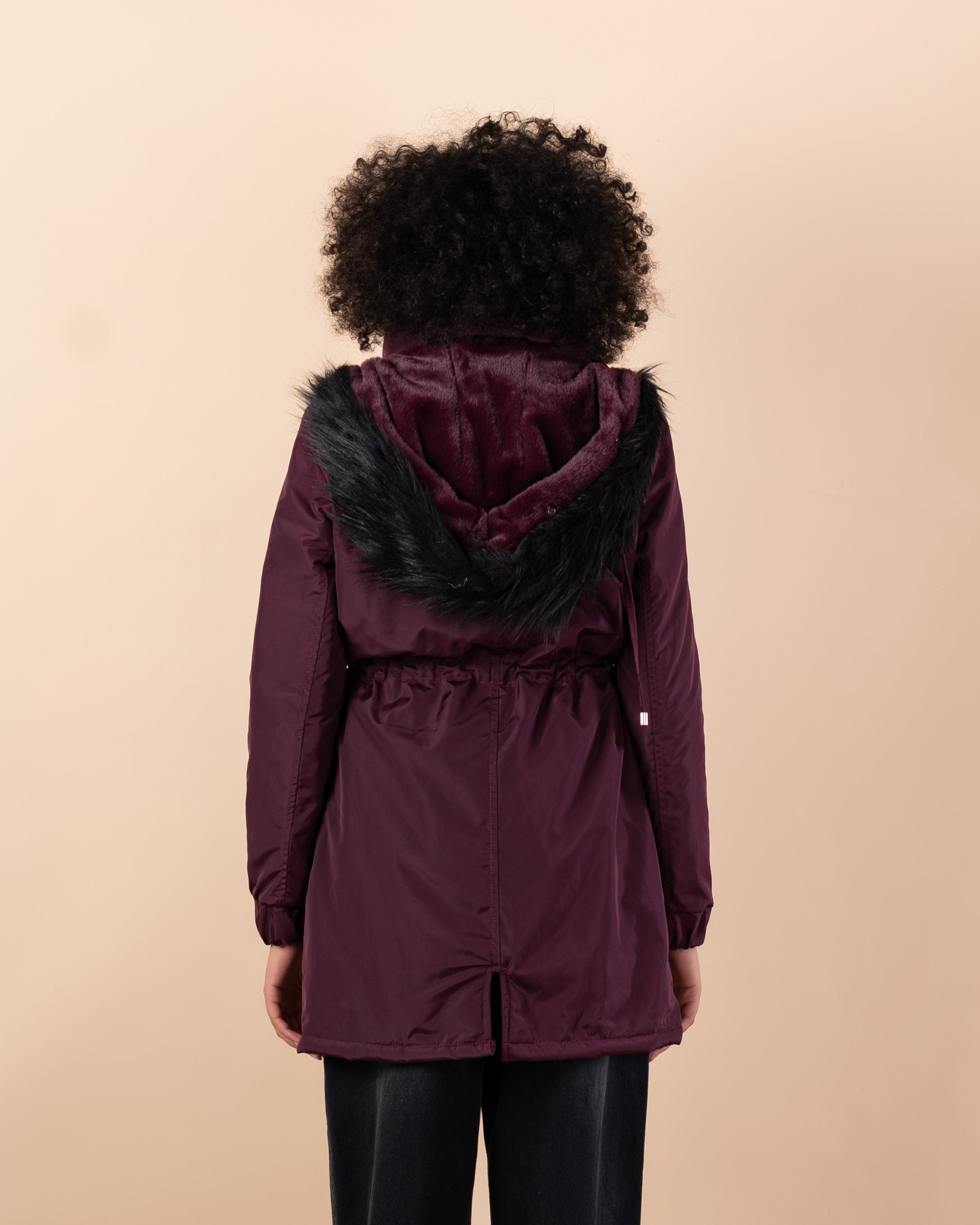 Waterproof jacket with fur hood