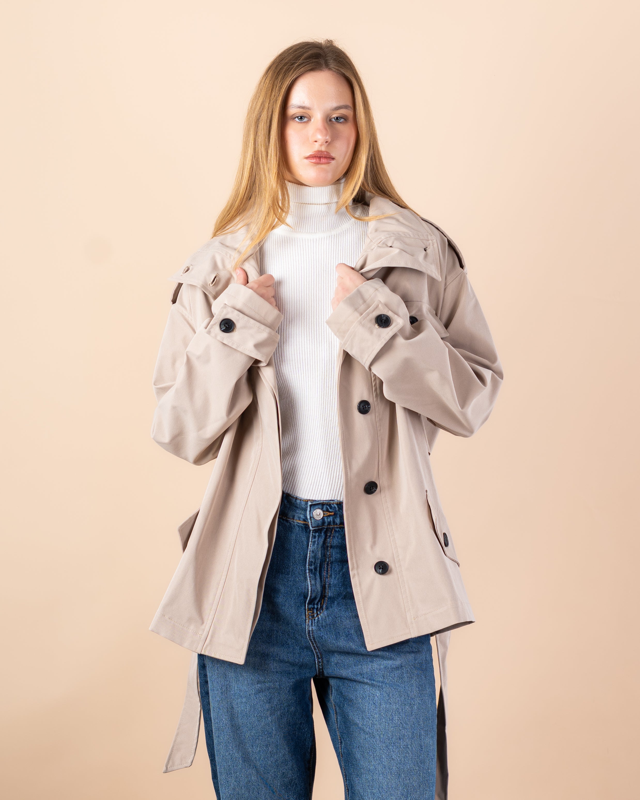 jacket - Gabardine with belt