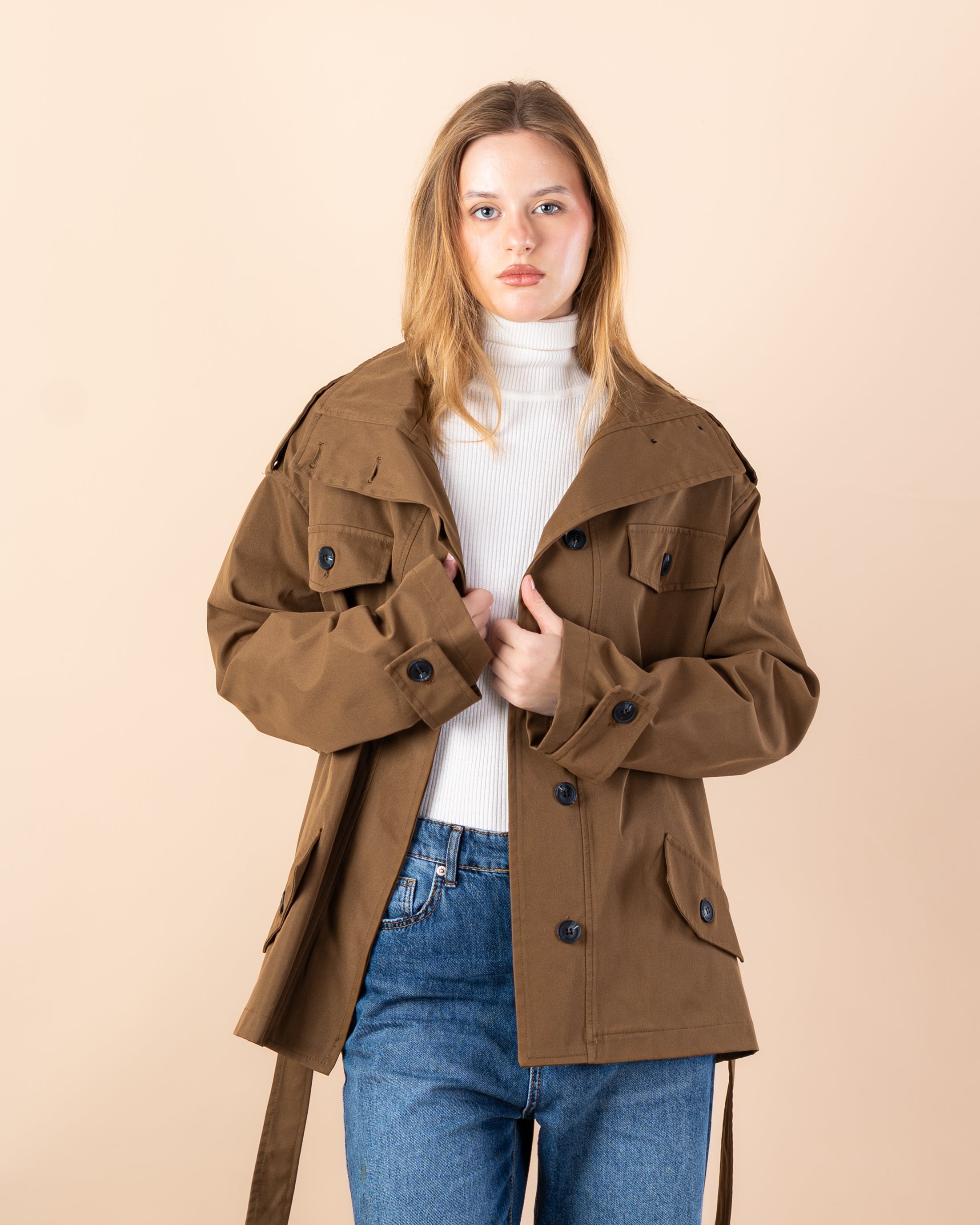 jacket - Gabardine with belt