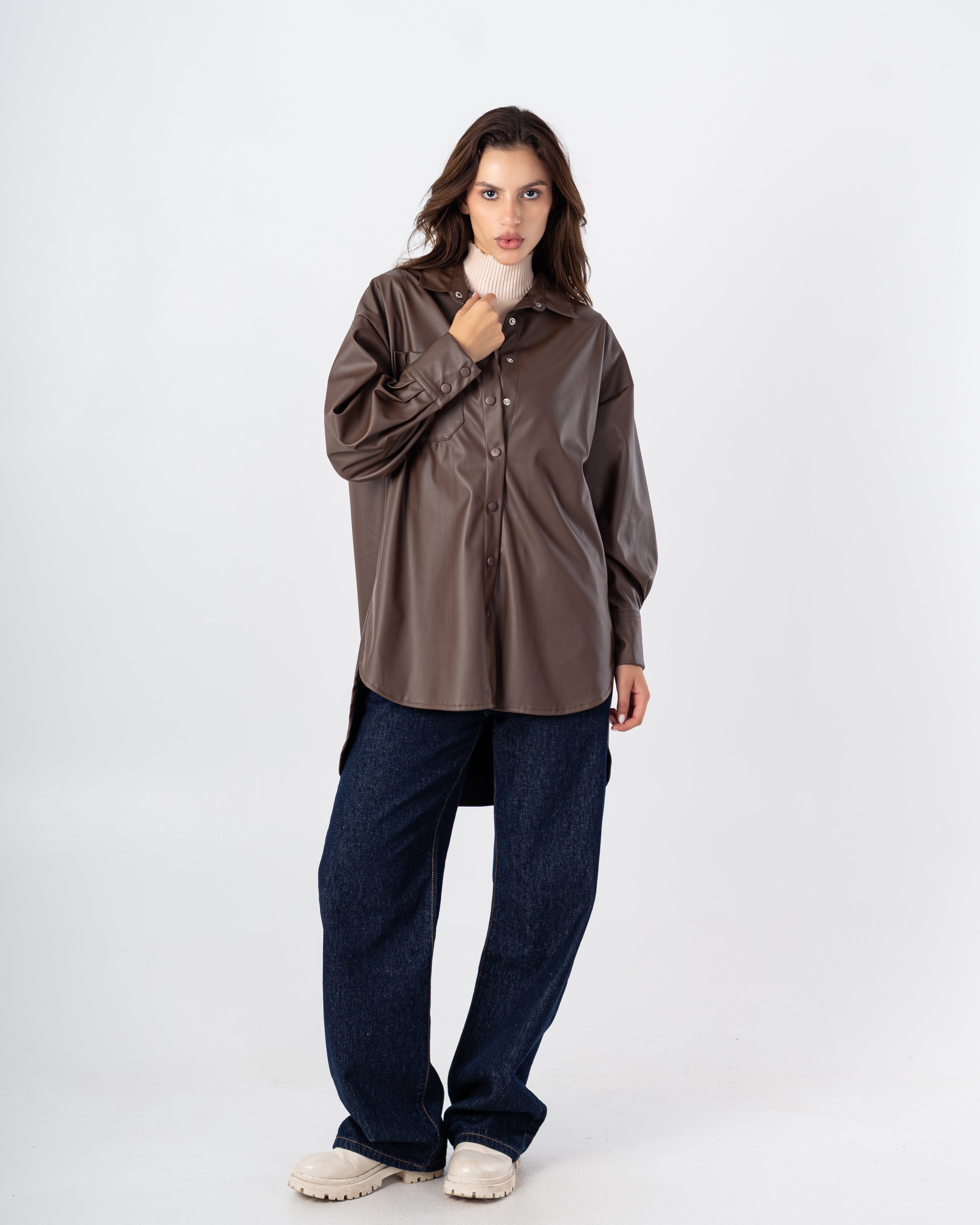 Leather Shirt – Chest Pocket (Snap Buttons)