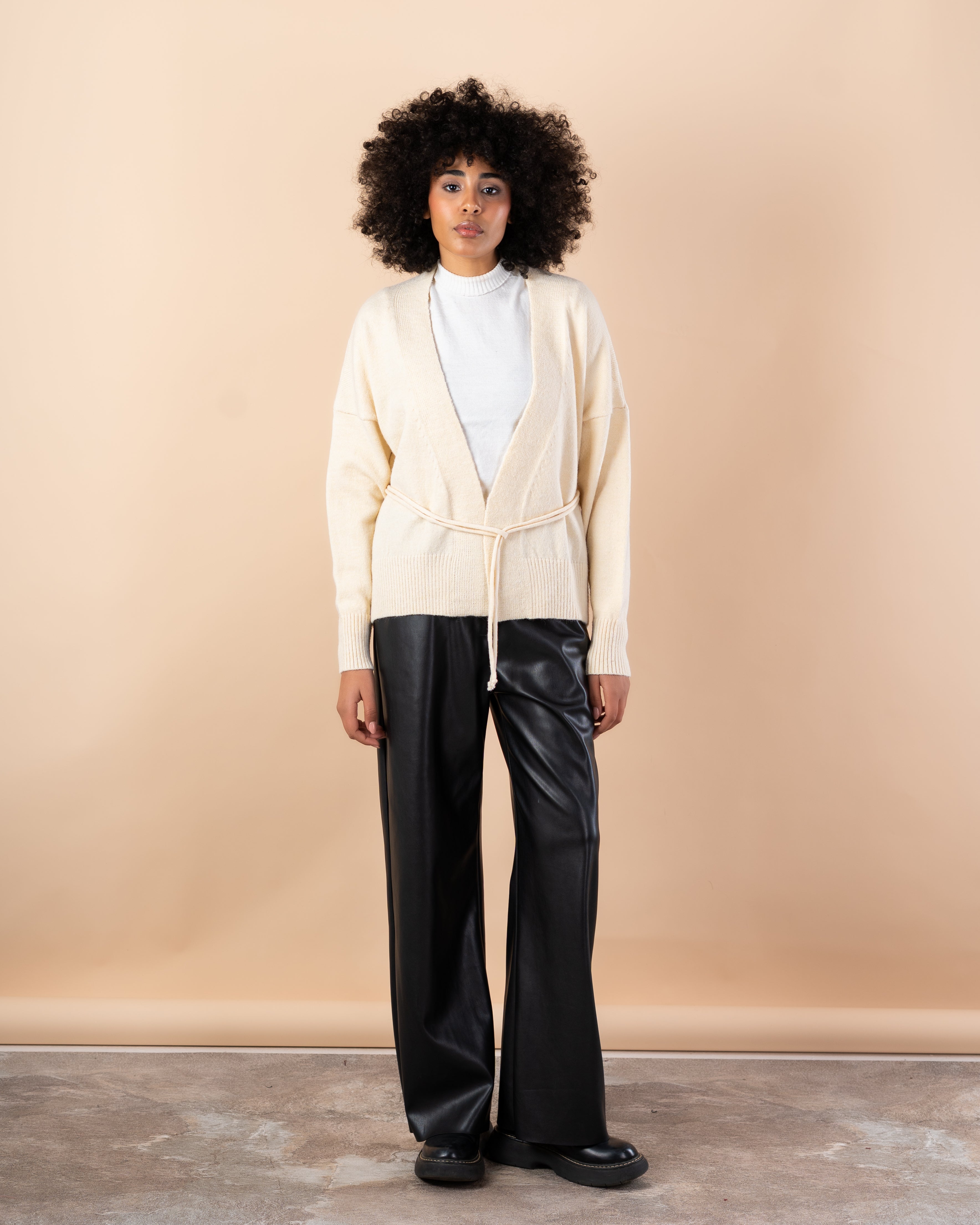 Knitwear Cardigan - Short  with drawstring