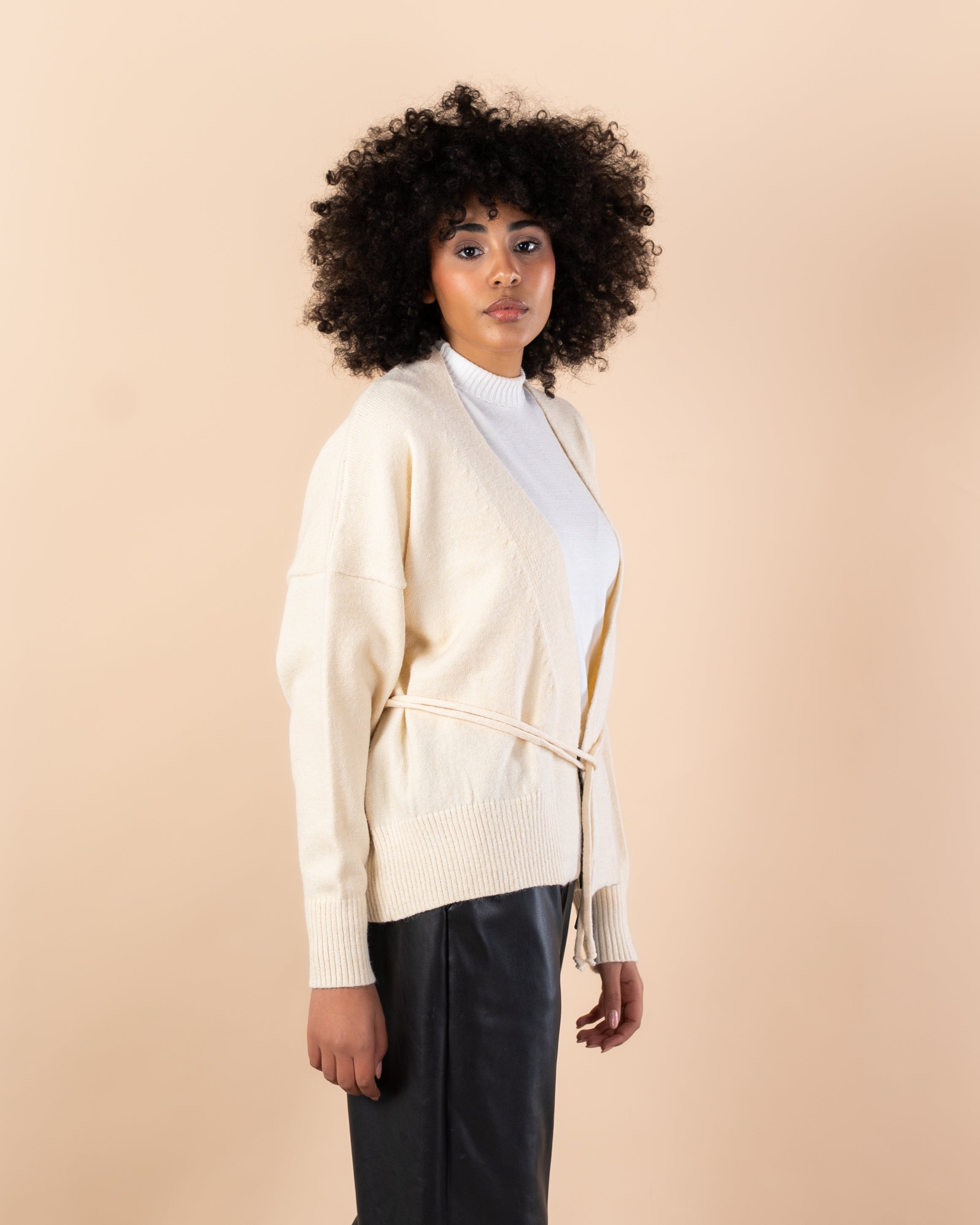 Knitwear Cardigan - Short  with drawstring