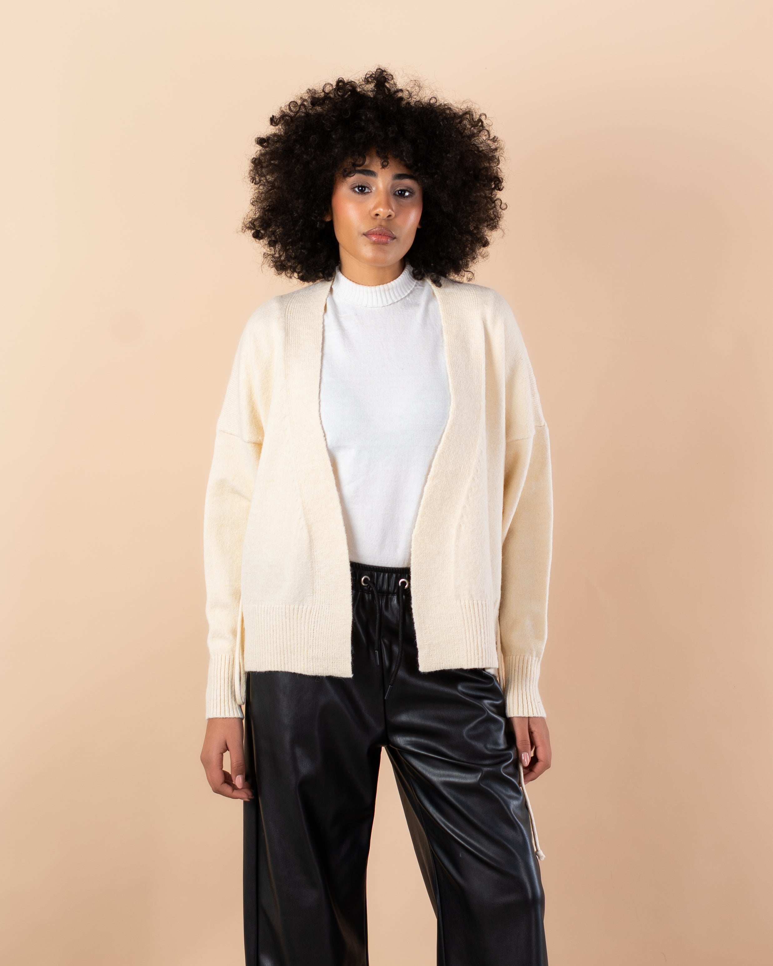 Knitwear Cardigan - Short  with drawstring