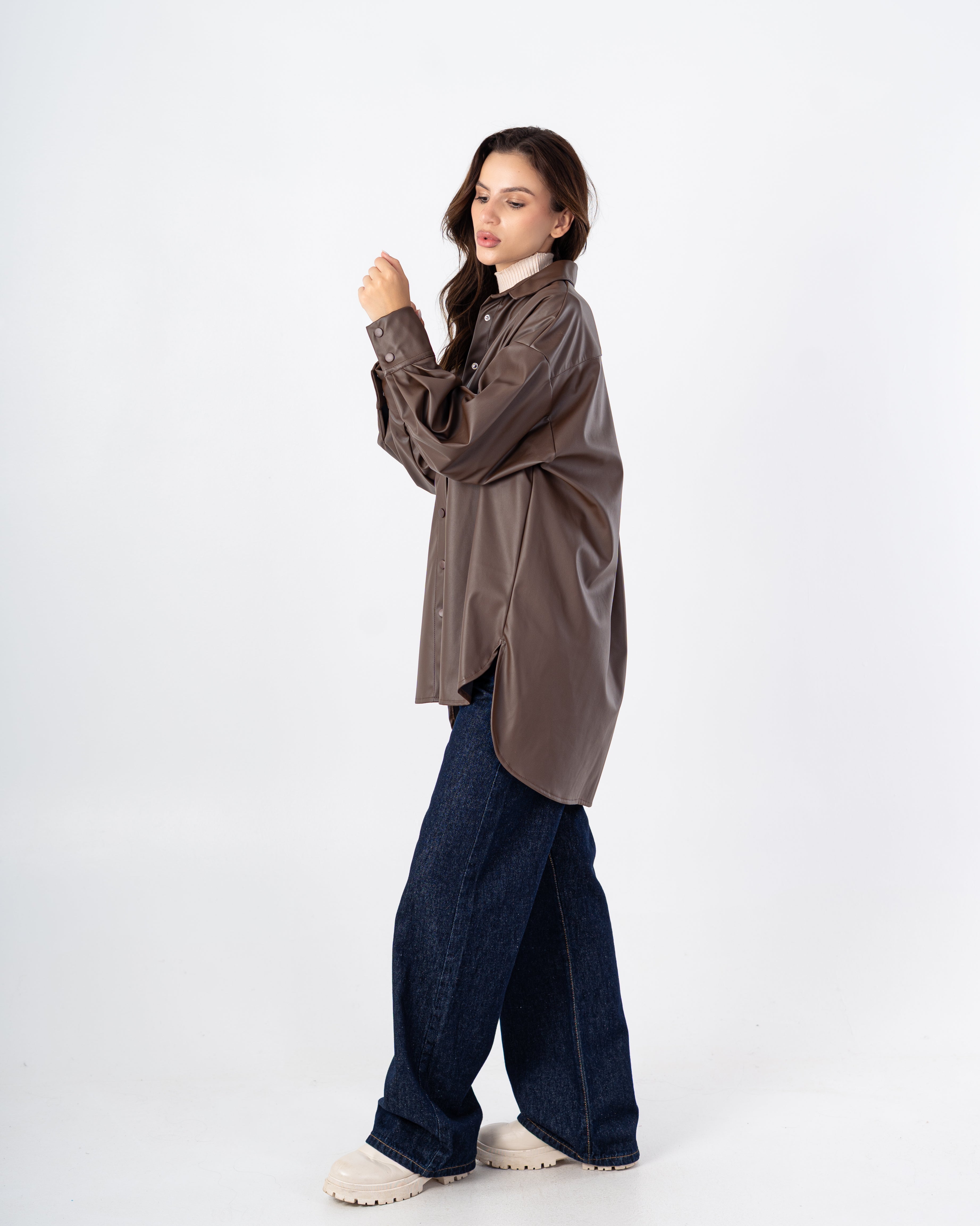 Leather Shirt – Chest Pocket (Snap Buttons)