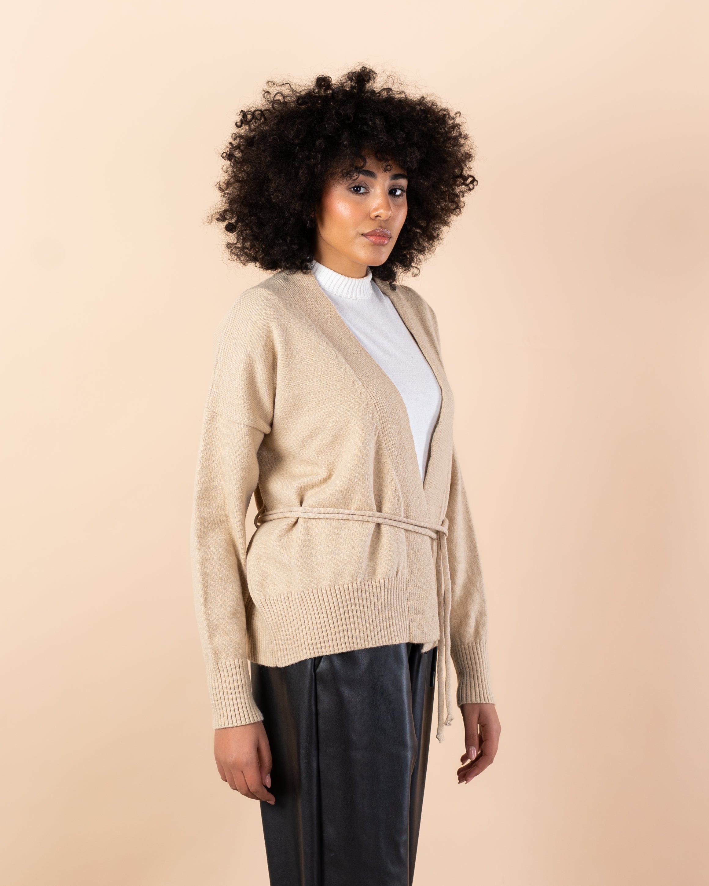 Knitwear Cardigan - Short  with drawstring