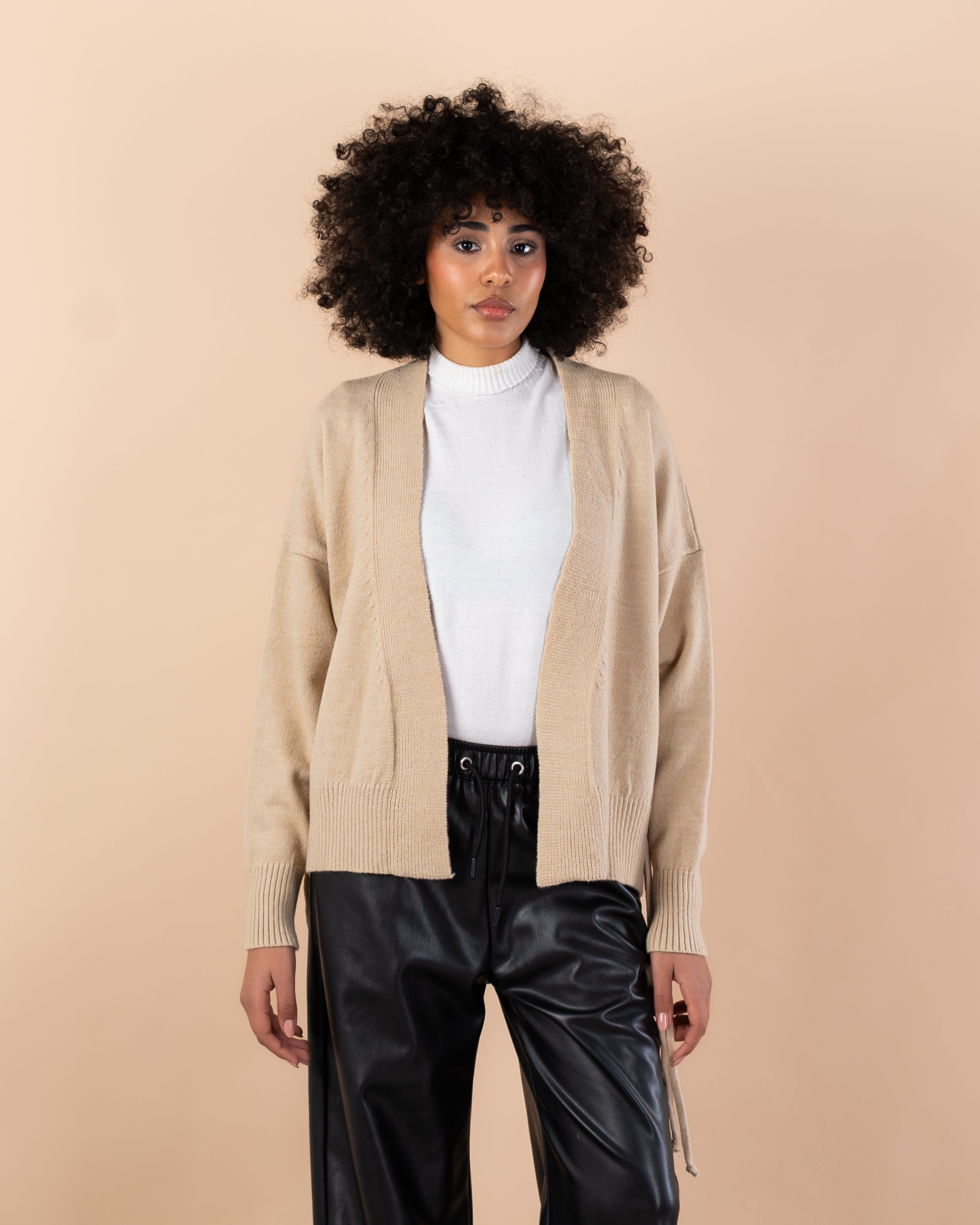 Knitwear Cardigan - Short  with drawstring