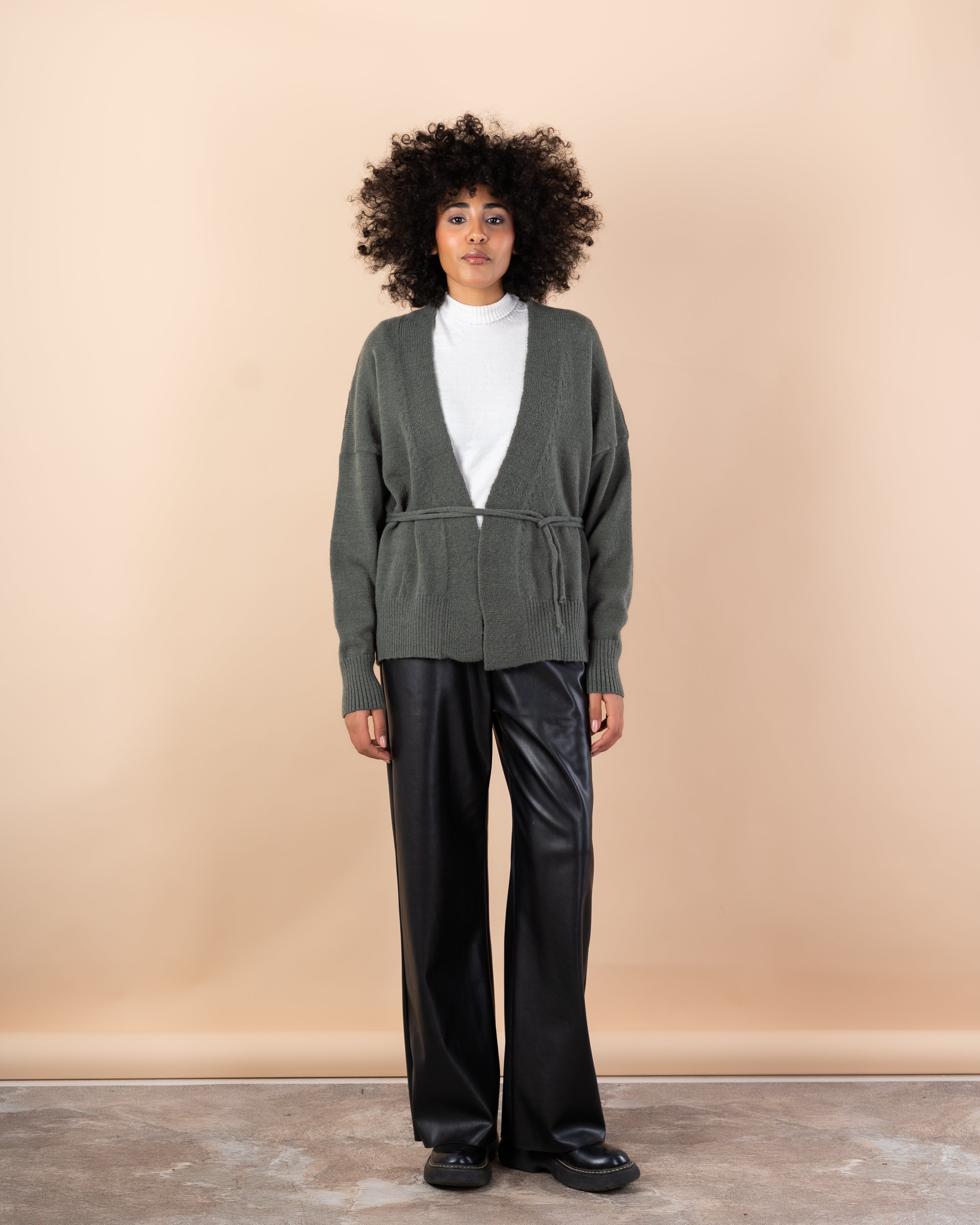 Knitwear Cardigan - Short  with drawstring