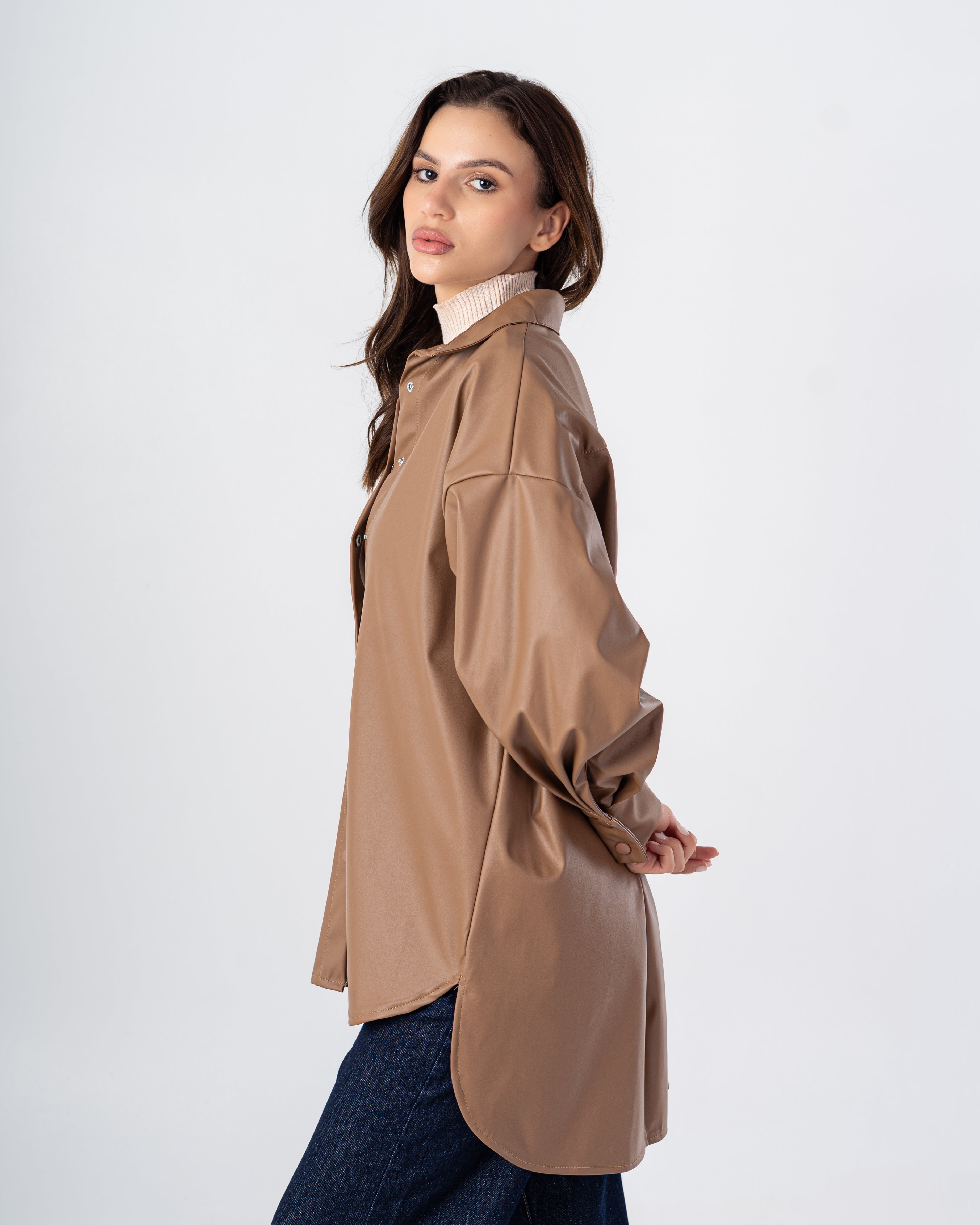 Leather Shirt – Chest Pocket (Snap Buttons)