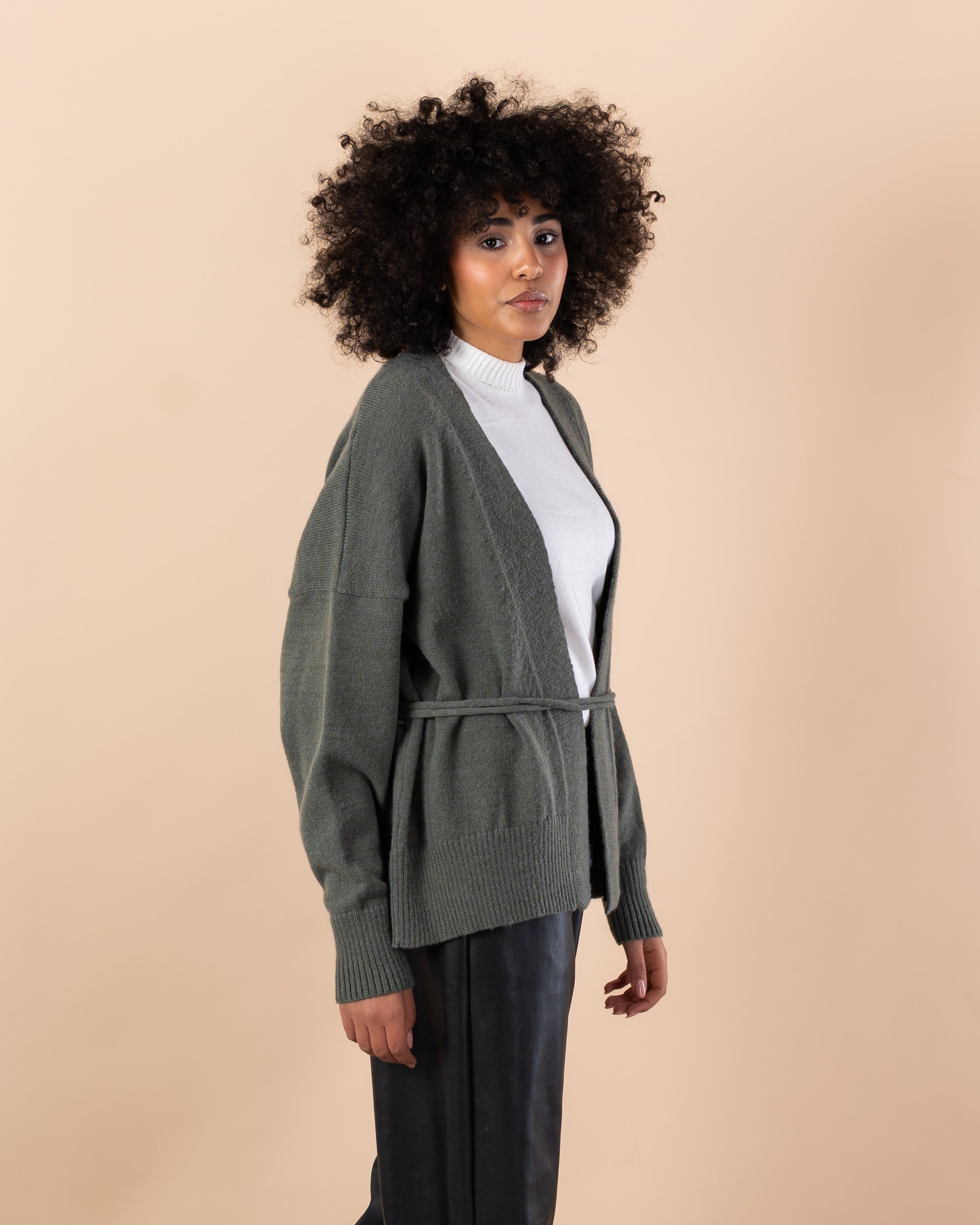 Knitwear Cardigan - Short  with drawstring