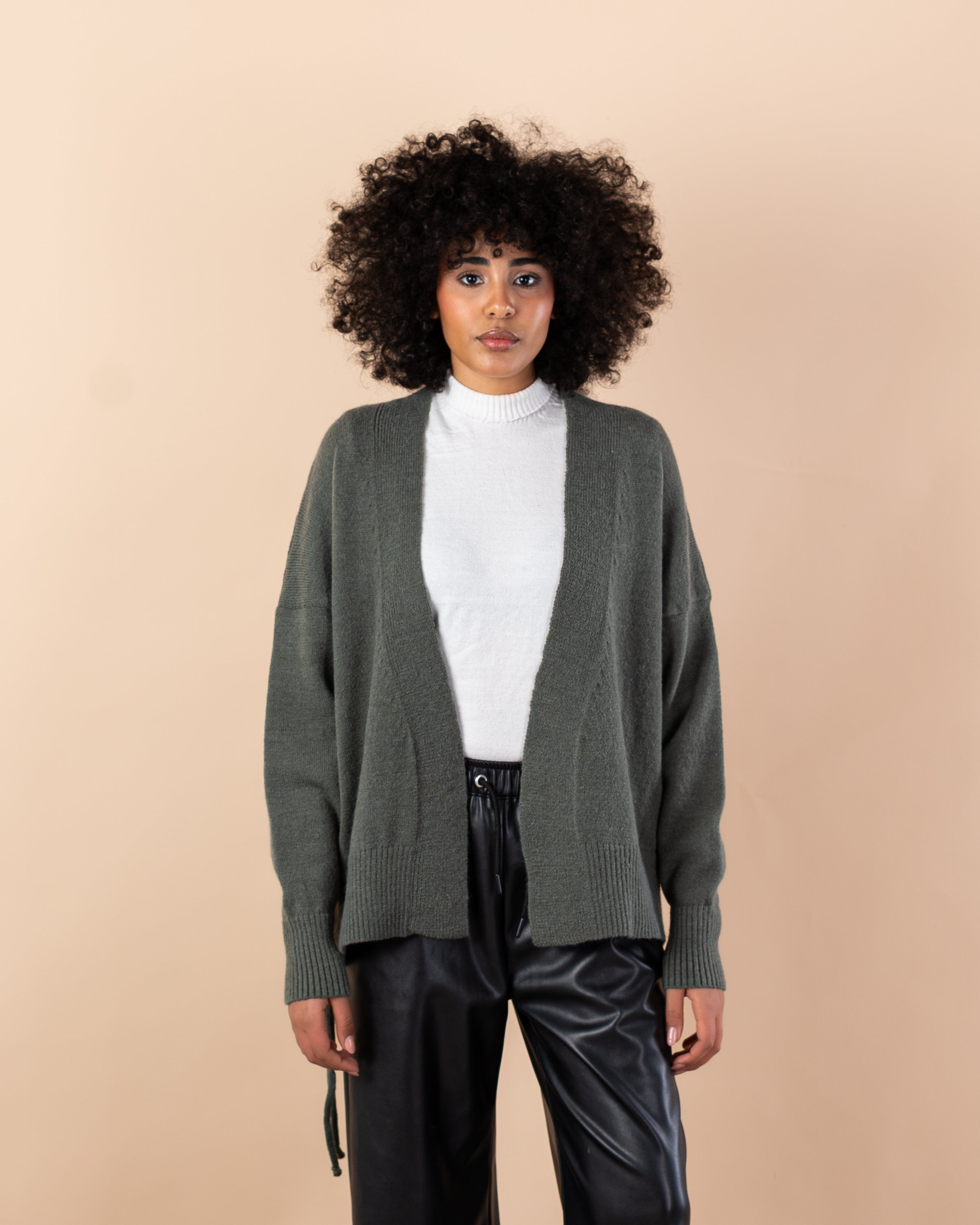 Knitwear Cardigan - Short  with drawstring