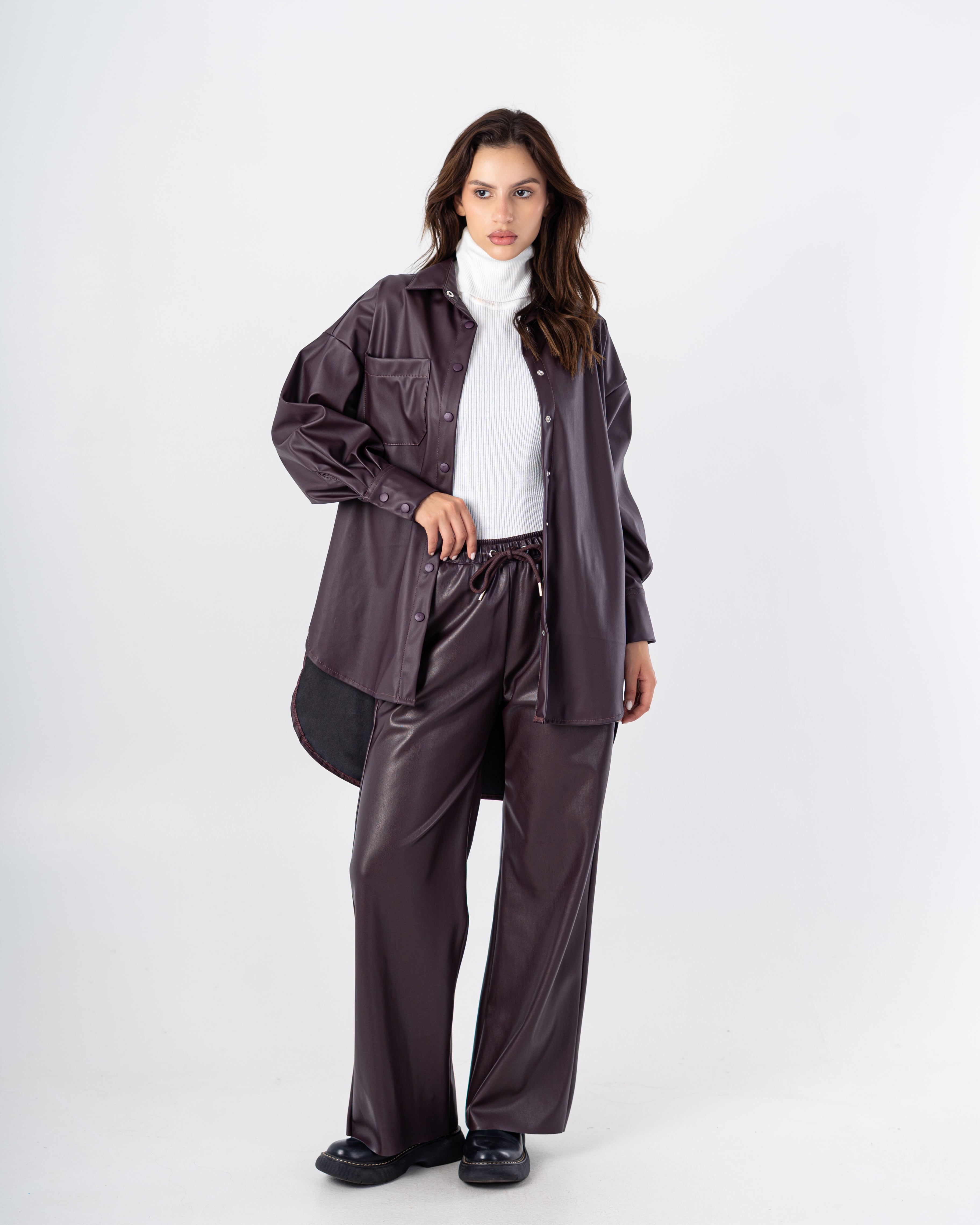 Leather Shirt – Chest Pocket (Snap Buttons)