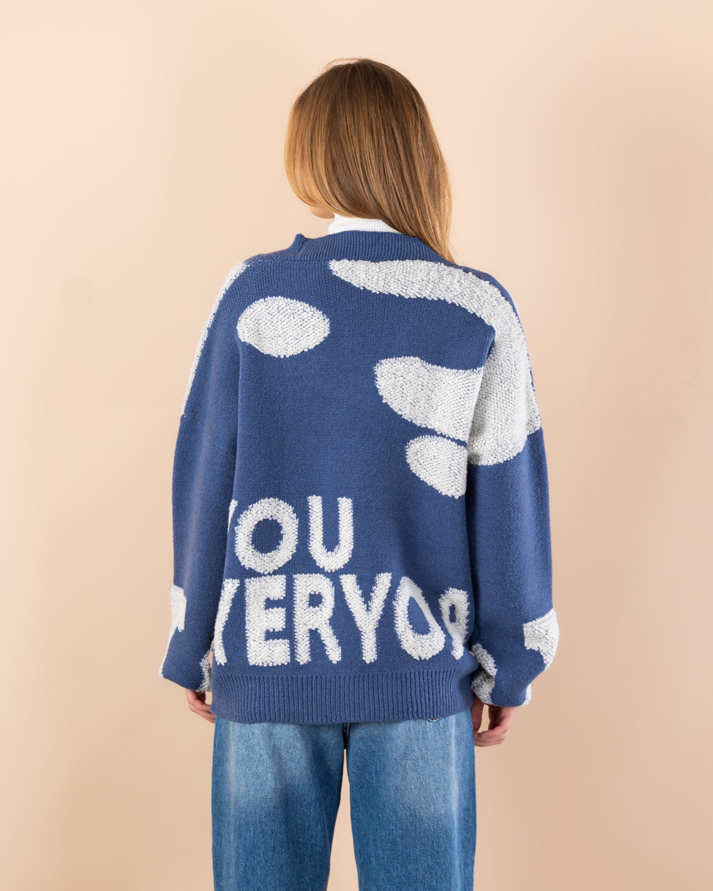 Knitted cardigan with -  2 pockets denim