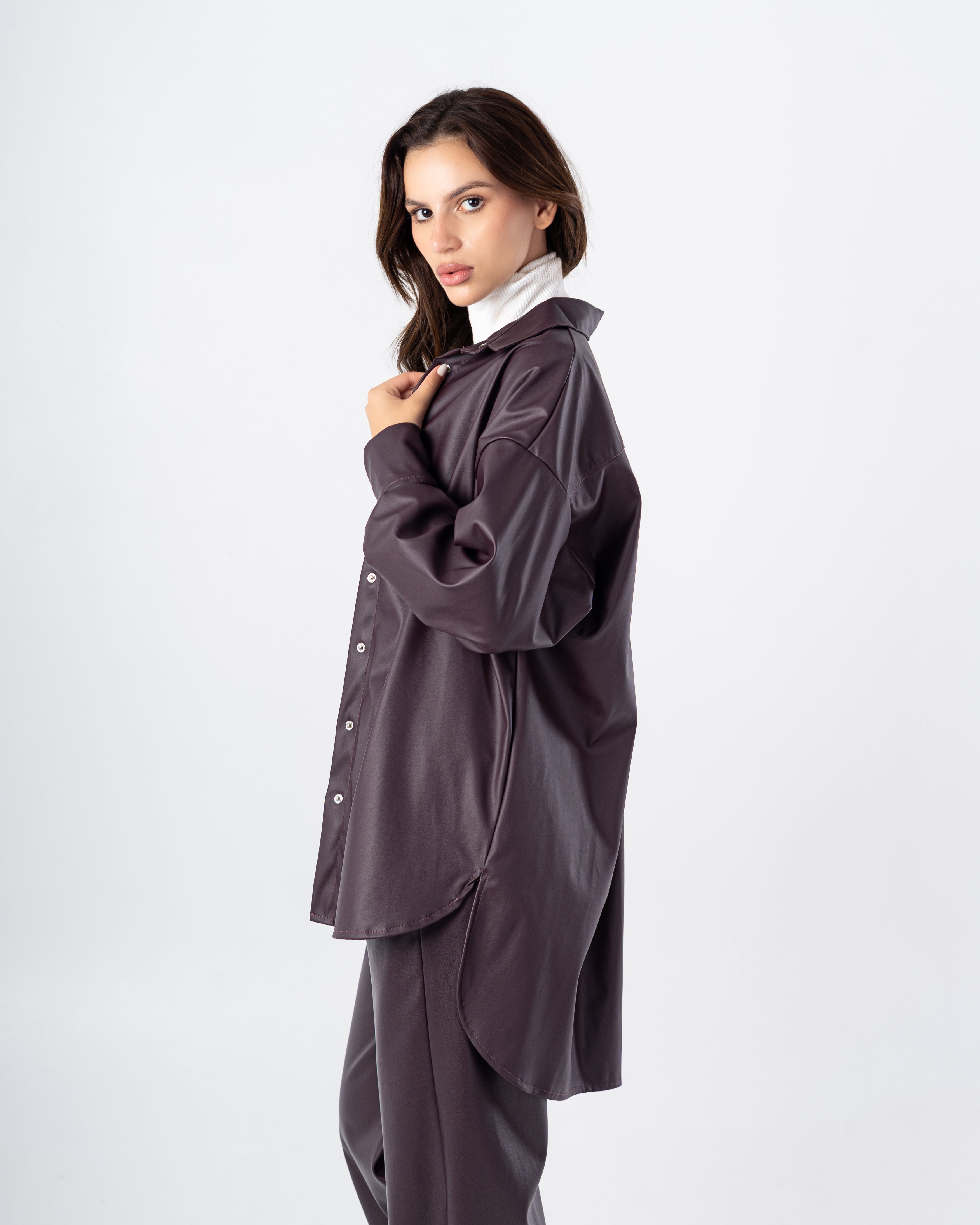 Leather Shirt – Chest Pocket (Snap Buttons)