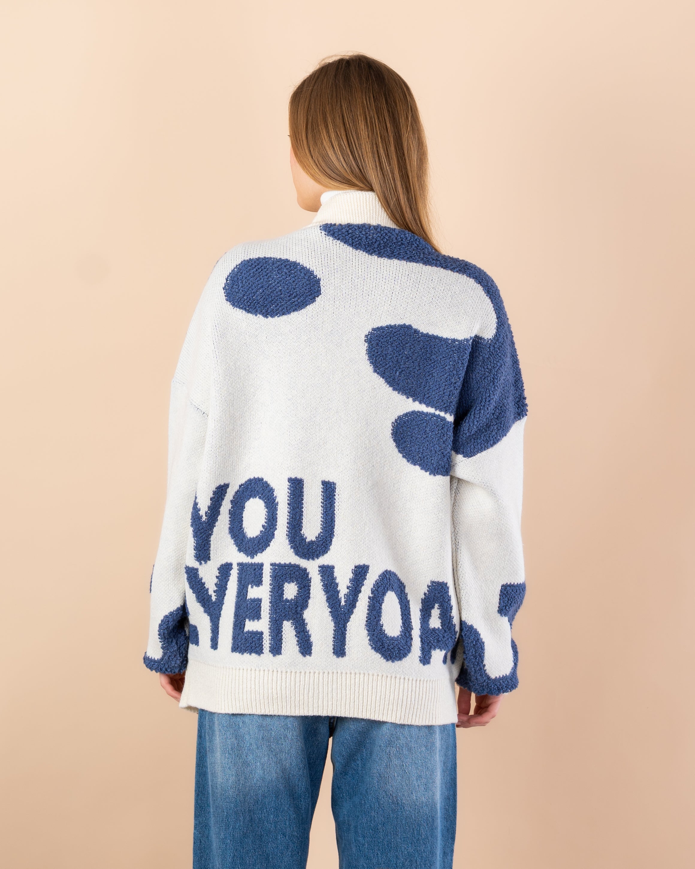 Knitted cardigan with -  2 pockets denim