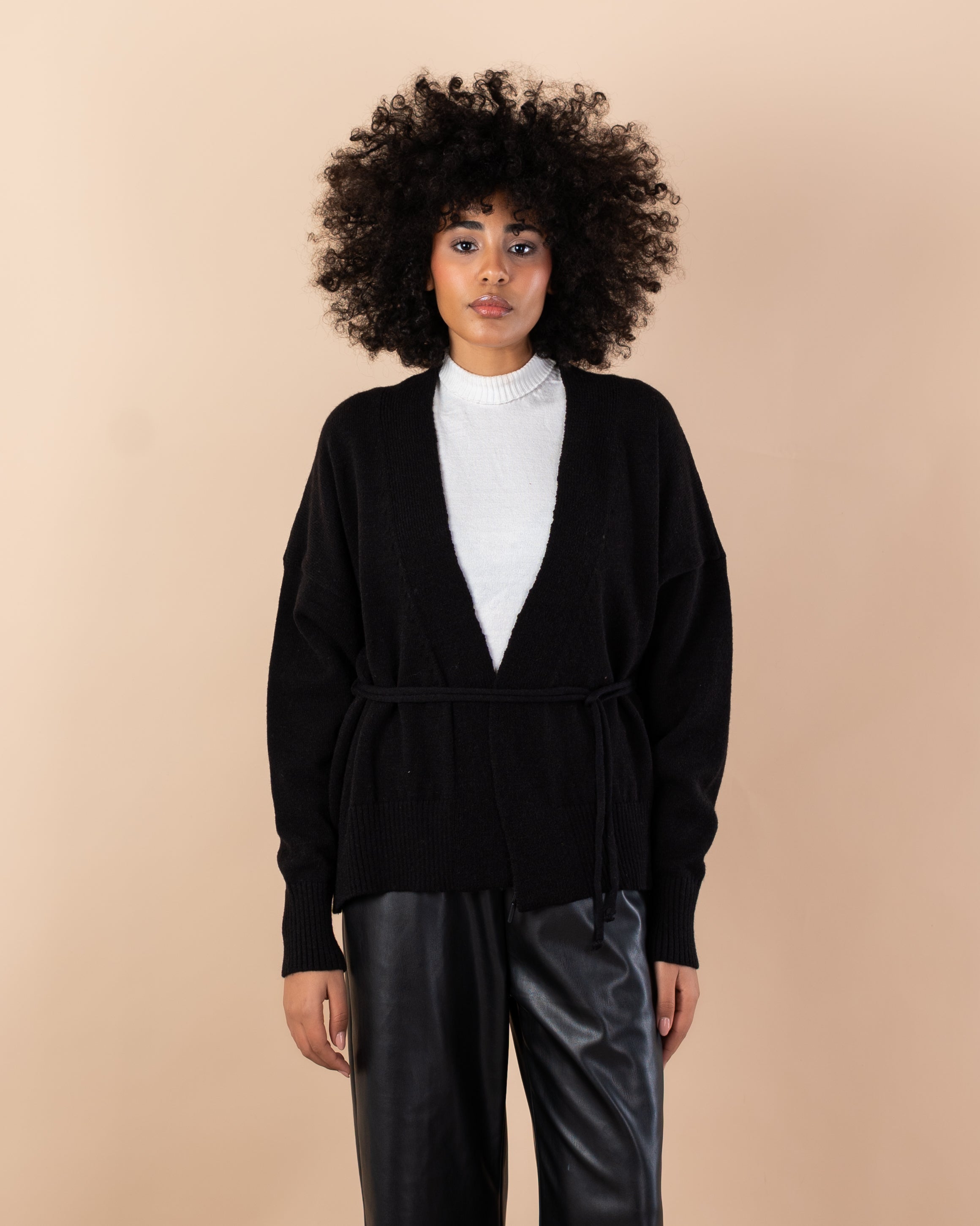 Knitwear Cardigan - Short  with drawstring