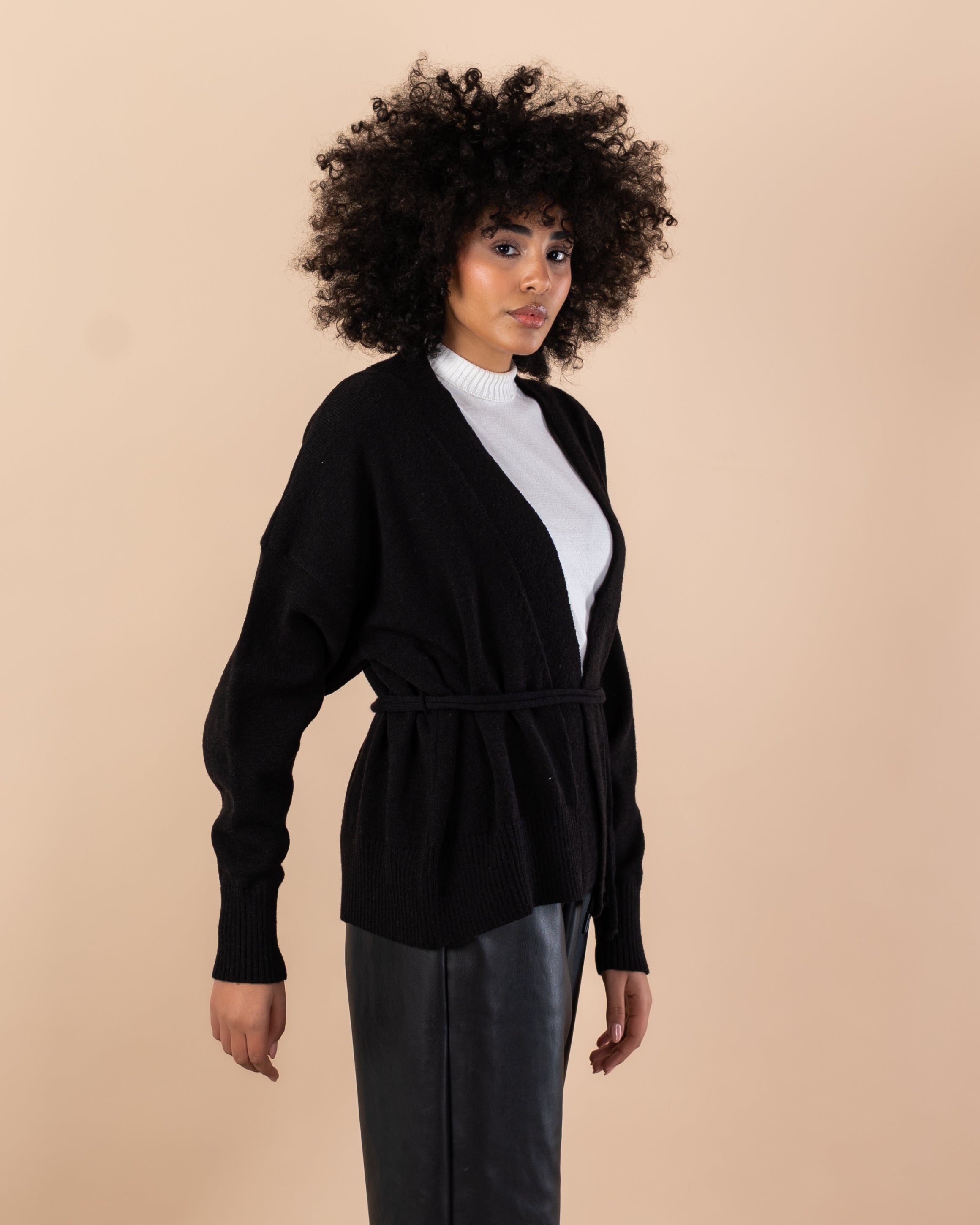Knitwear Cardigan - Short  with drawstring