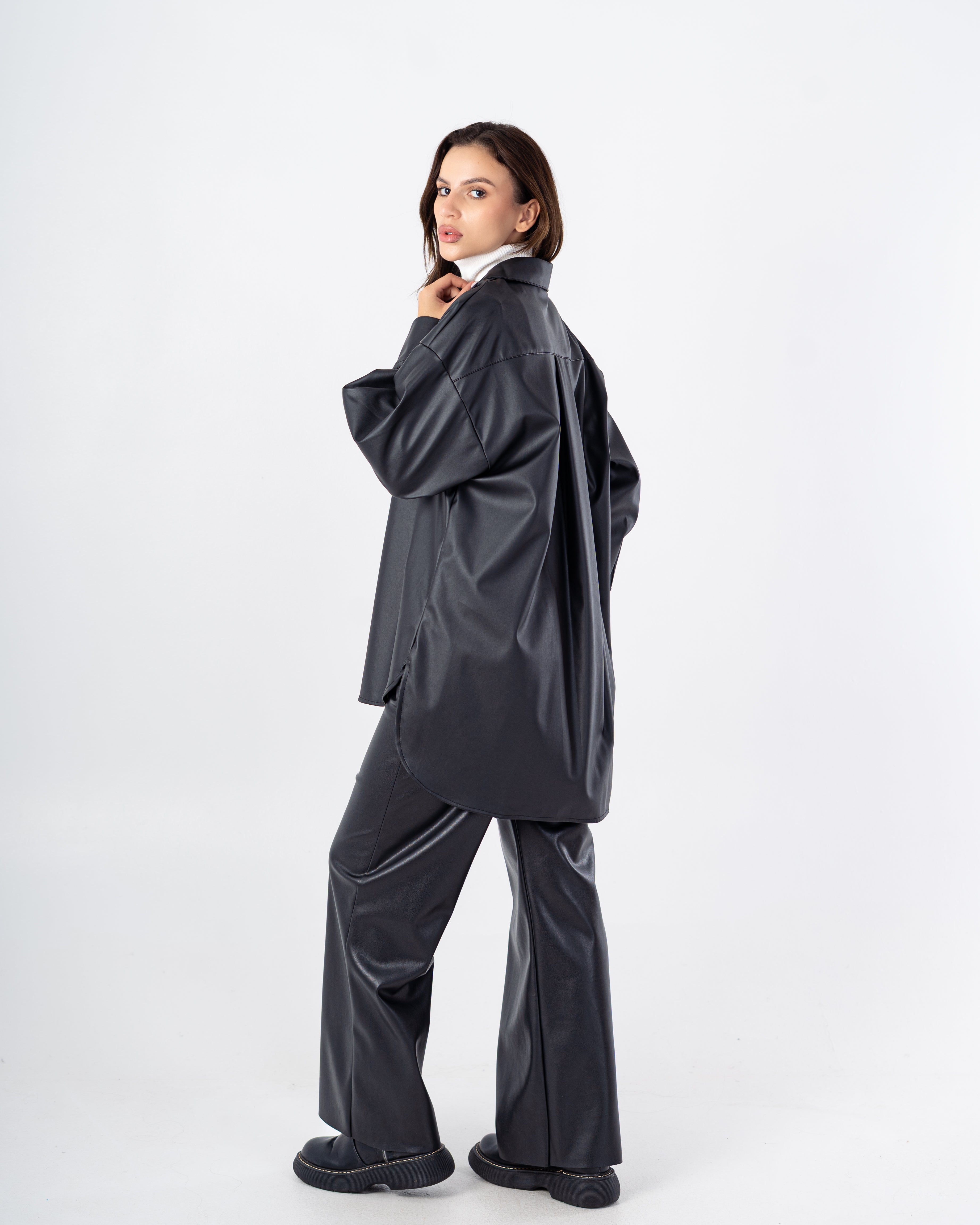 Leather Shirt – Chest Pocket (Snap Buttons)