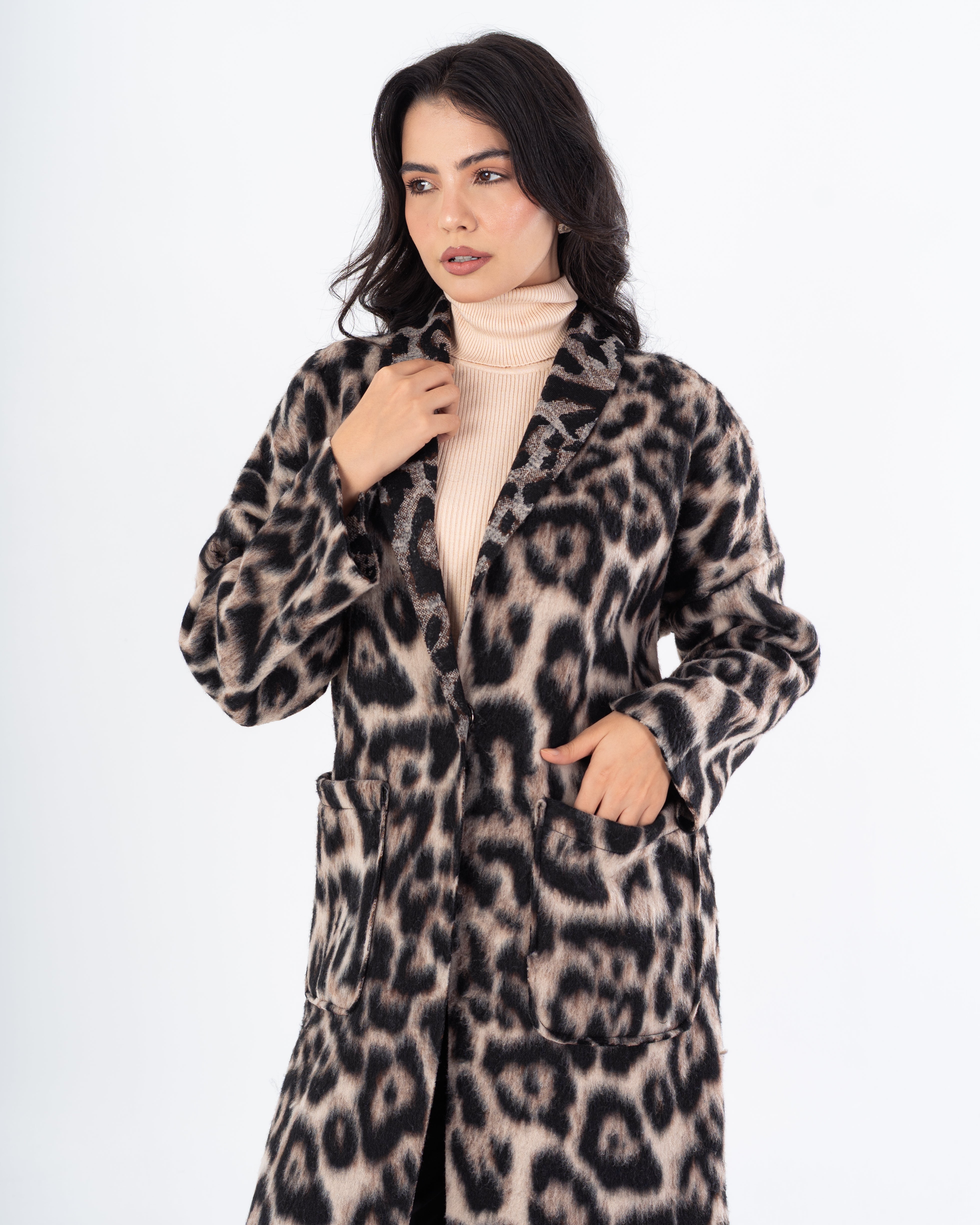 معطف ترنش – طويل (طبعة جلد النمر)