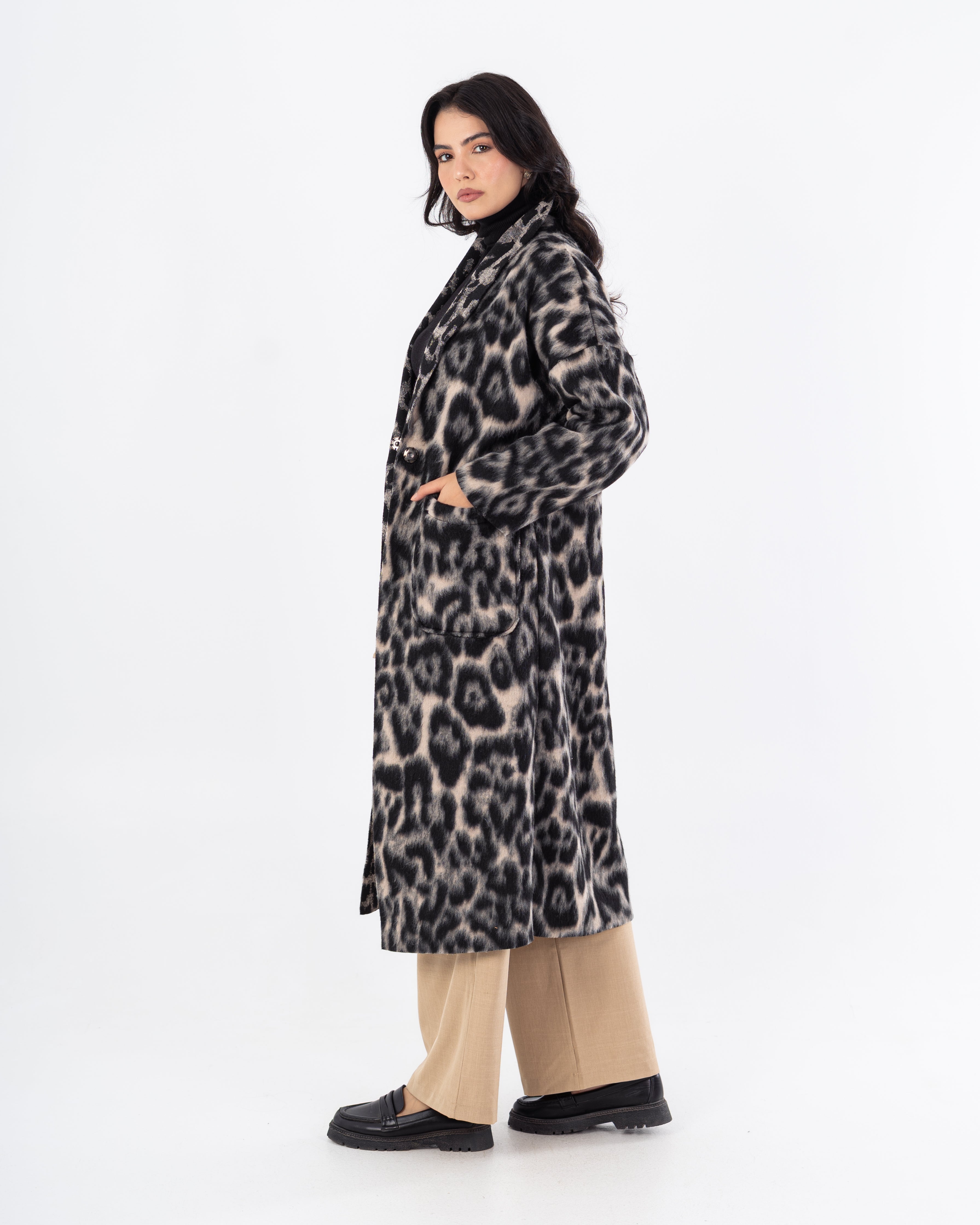 معطف ترنش – طويل (طبعة جلد النمر)