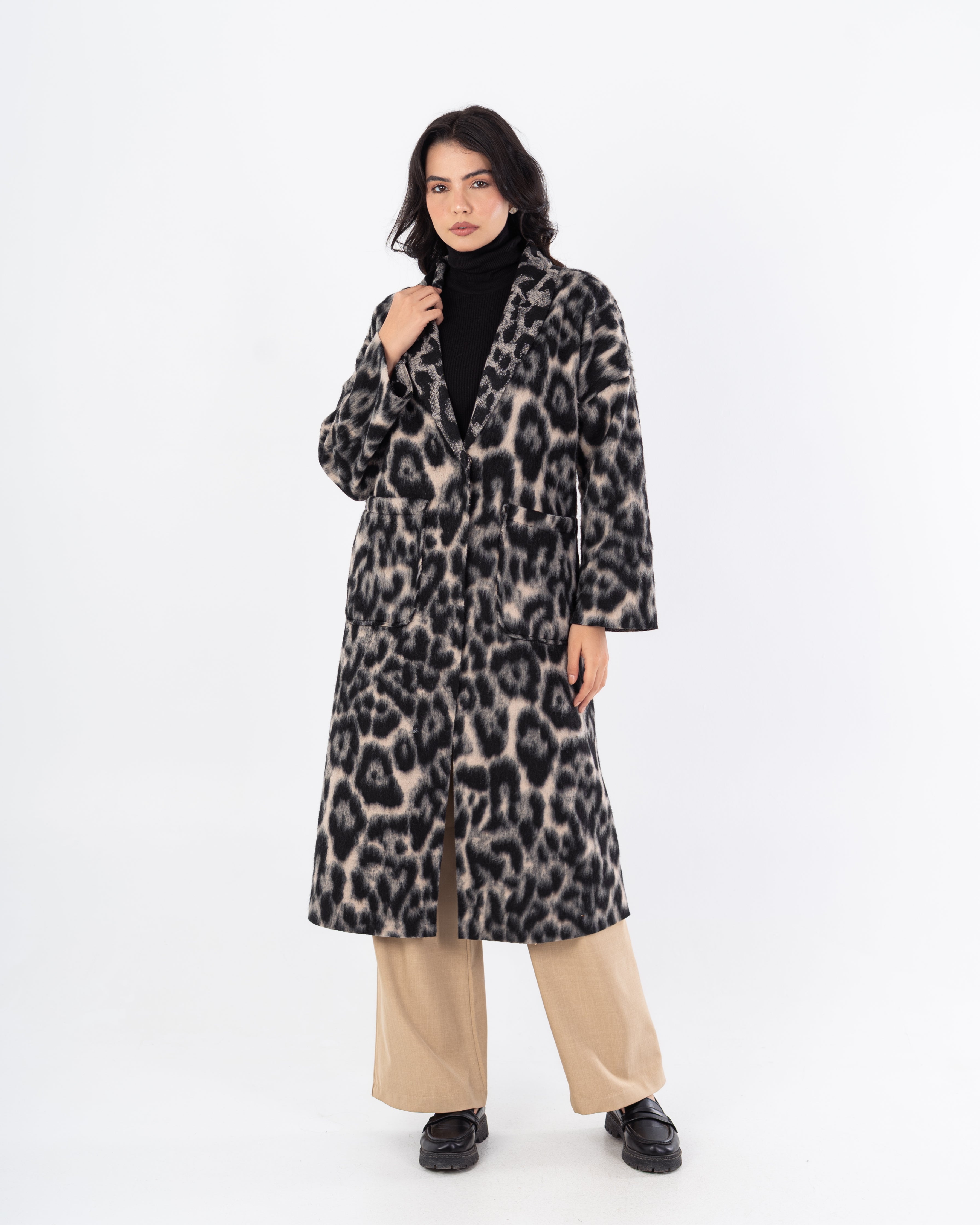 معطف ترنش – طويل (طبعة جلد النمر)