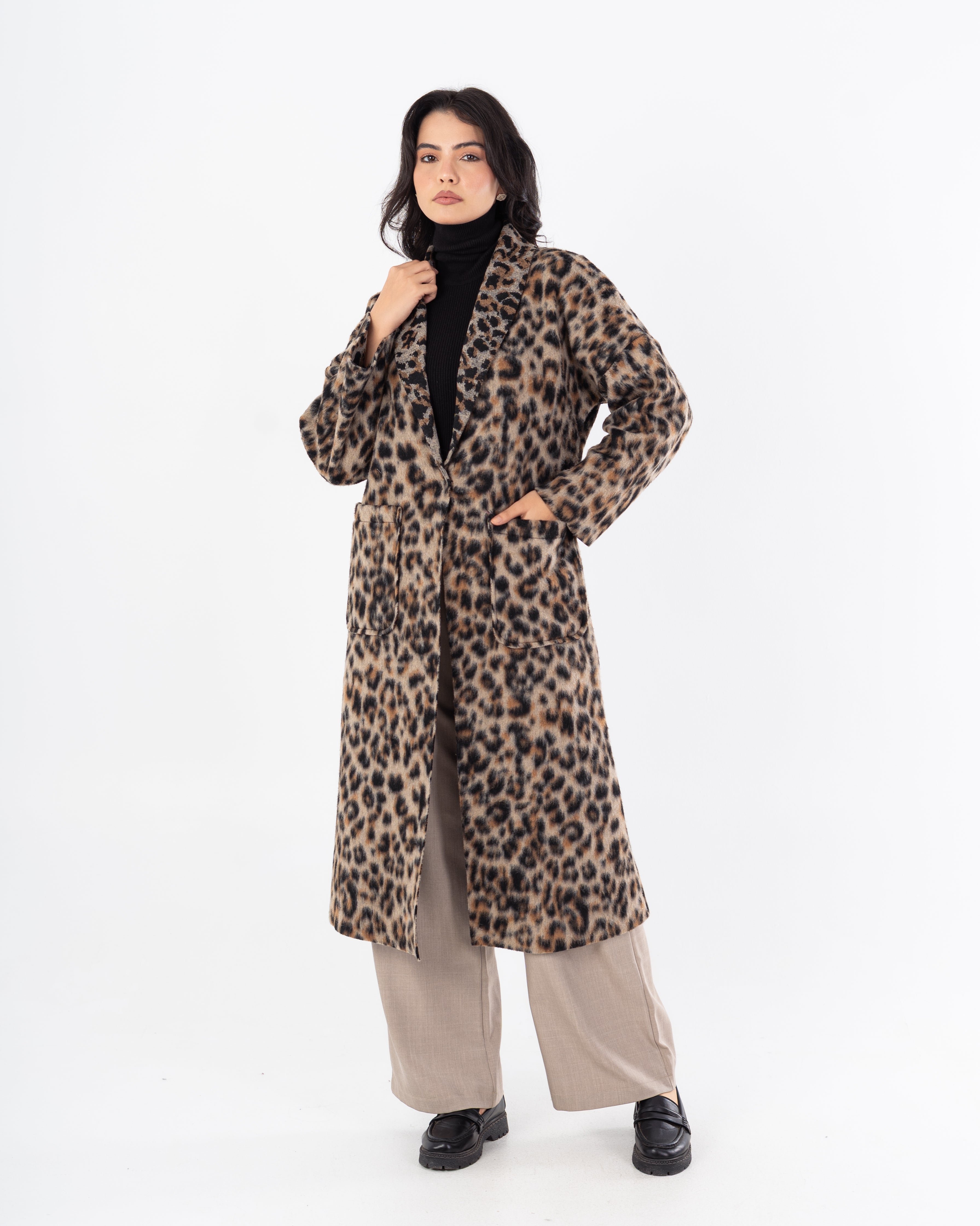 معطف ترنش – طويل (طبعة جلد النمر)