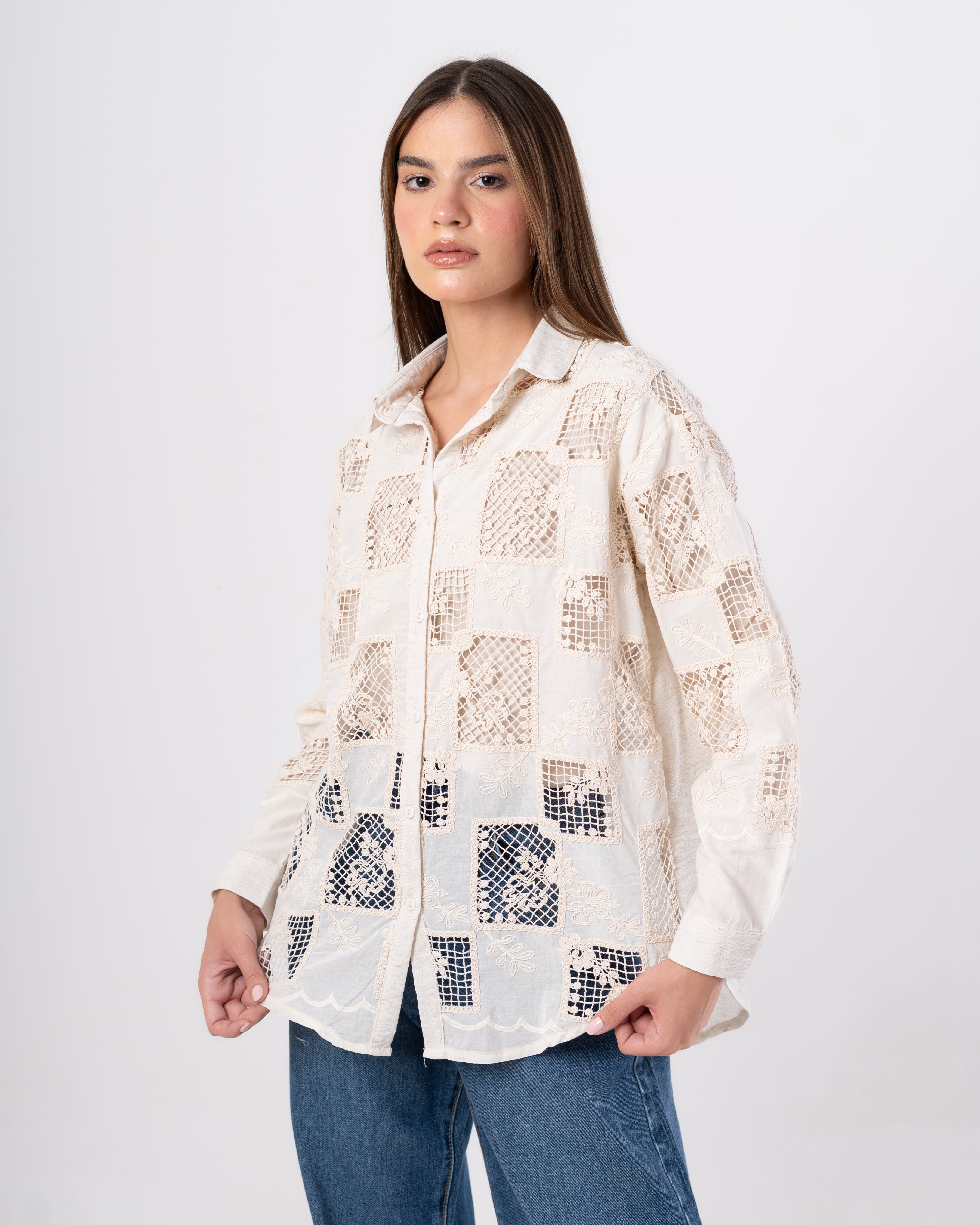 Embroidered Shirt – Checkered Pattern