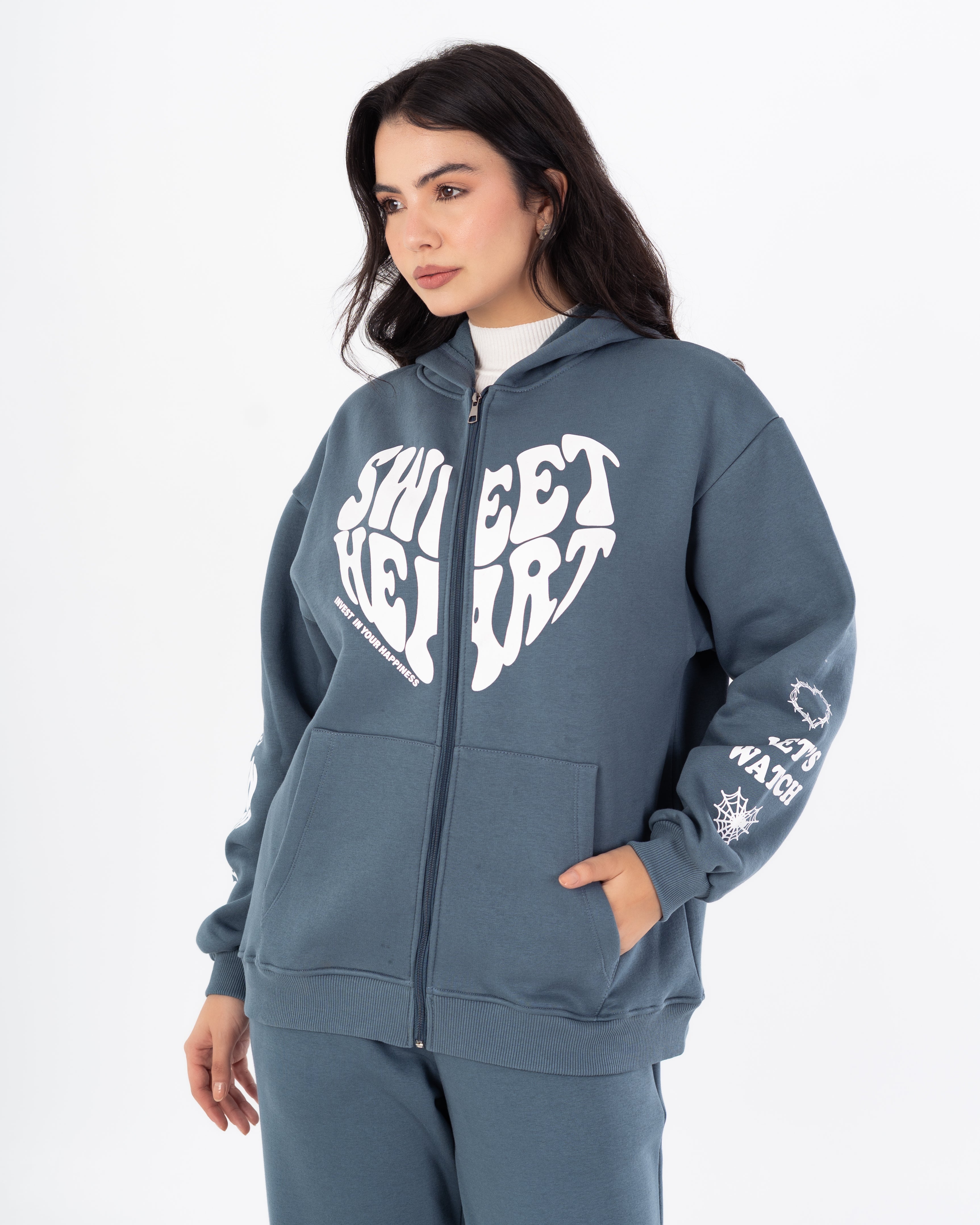Sweatshirt – Zipper (Back And Sleeve Print)