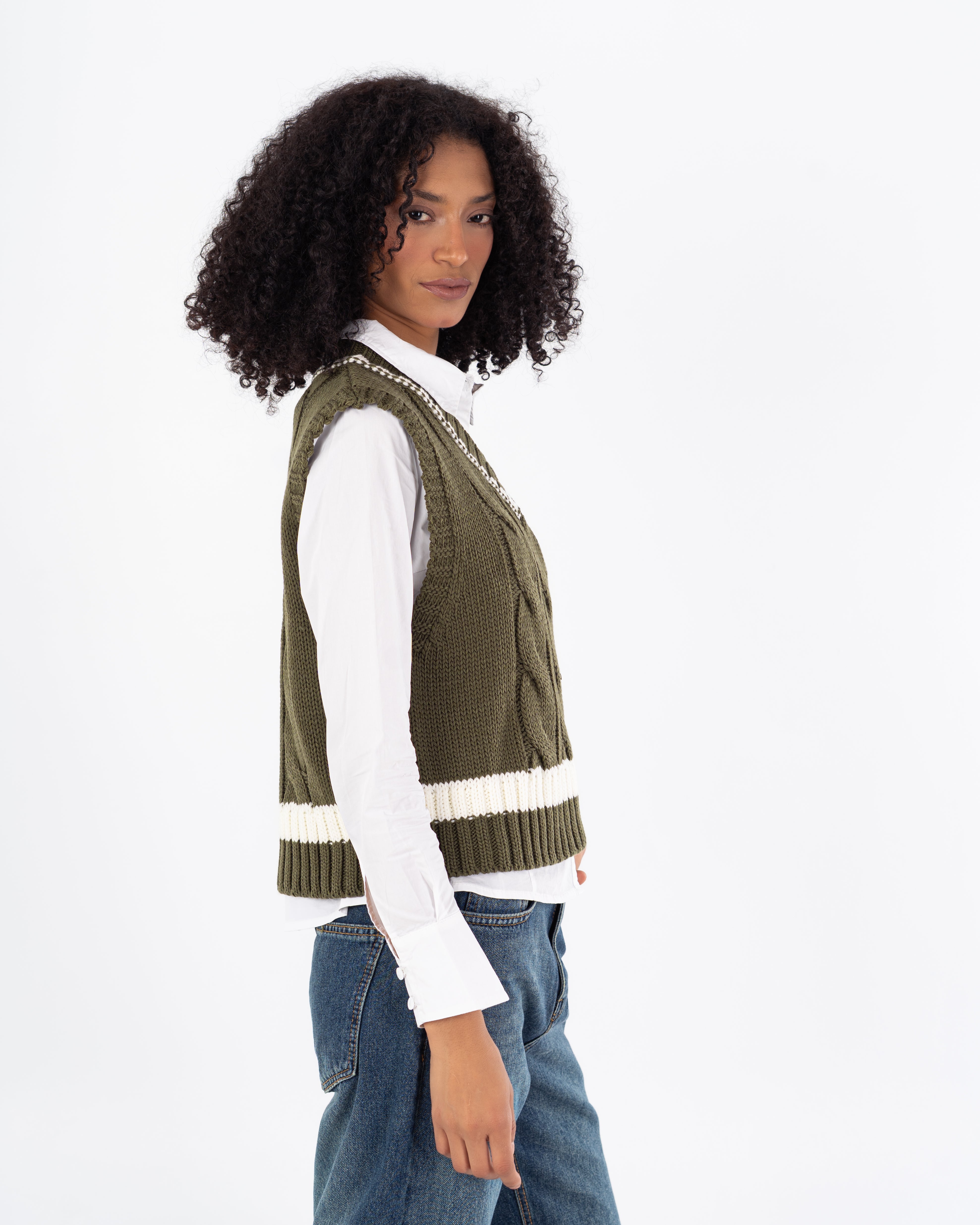 سترة محبوكة – مخططة في المنتصف (الخصر)