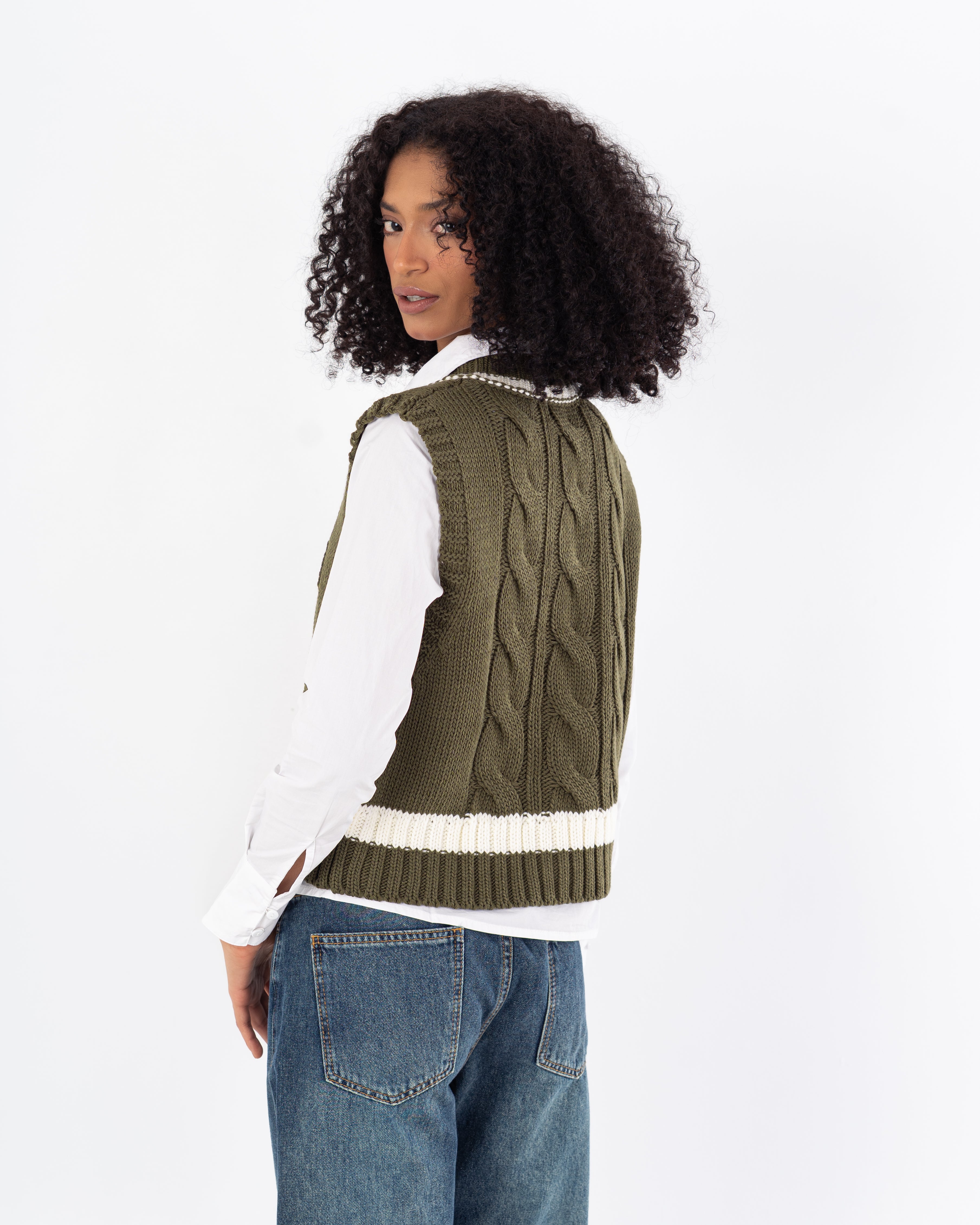 سترة محبوكة – مخططة في المنتصف (الخصر)