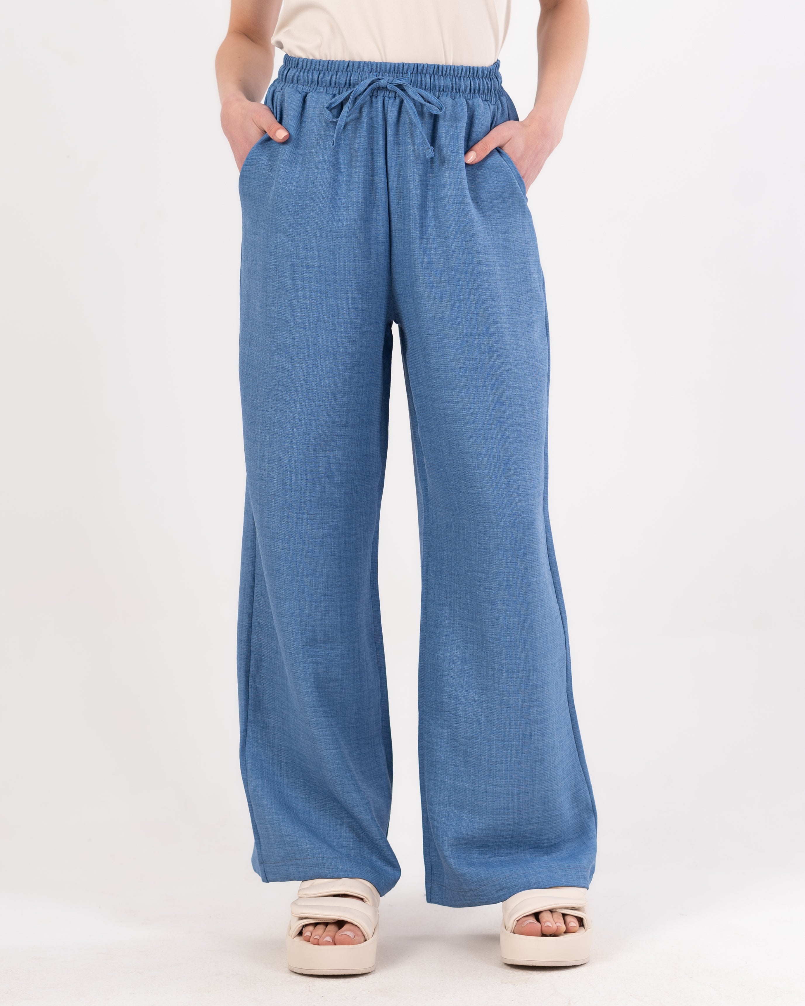 Plain Linen Trouser - ( Drawstring - Elastic Waist )