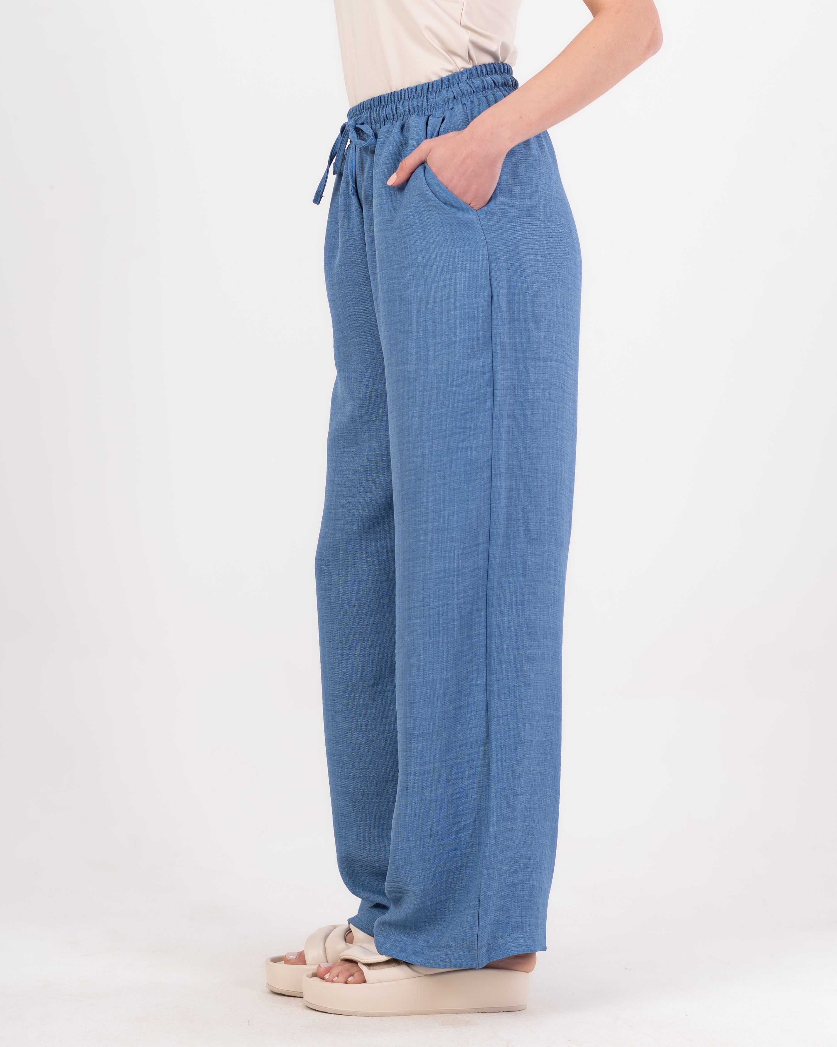 Plain Linen Trouser - ( Drawstring - Elastic Waist )