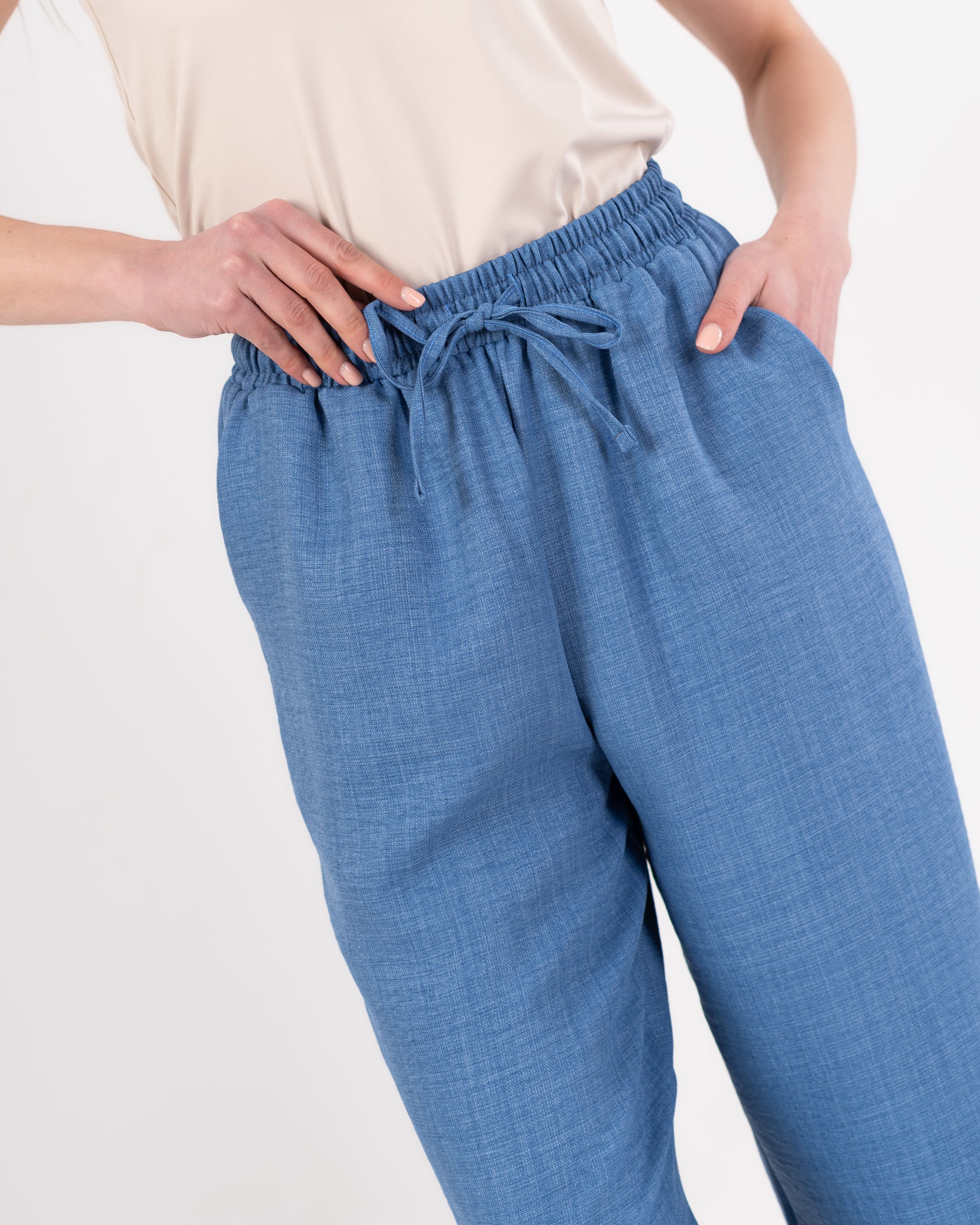 Plain Linen Trouser - ( Drawstring - Elastic Waist )