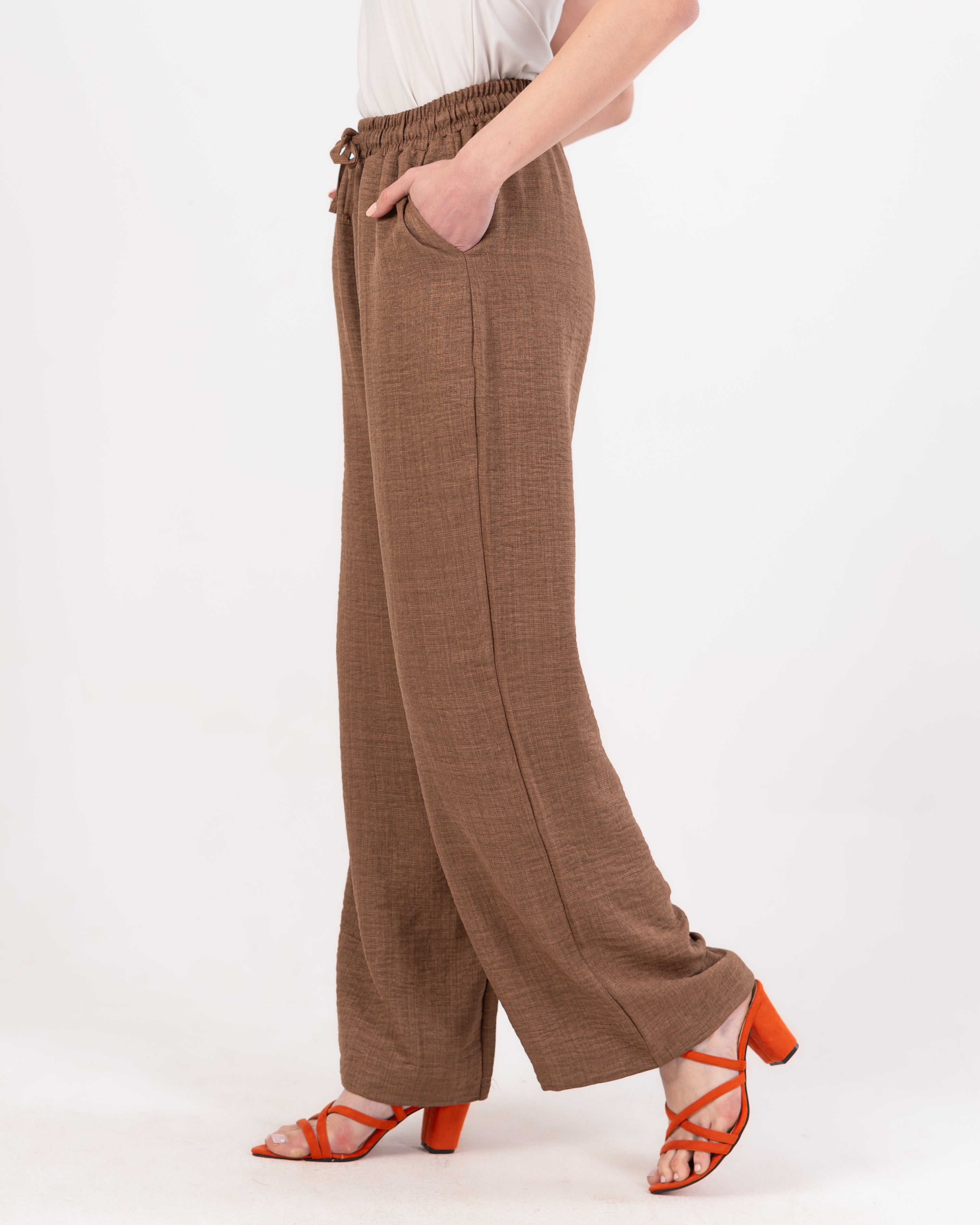 Plain Linen Trouser - ( Drawstring - Elastic Waist )