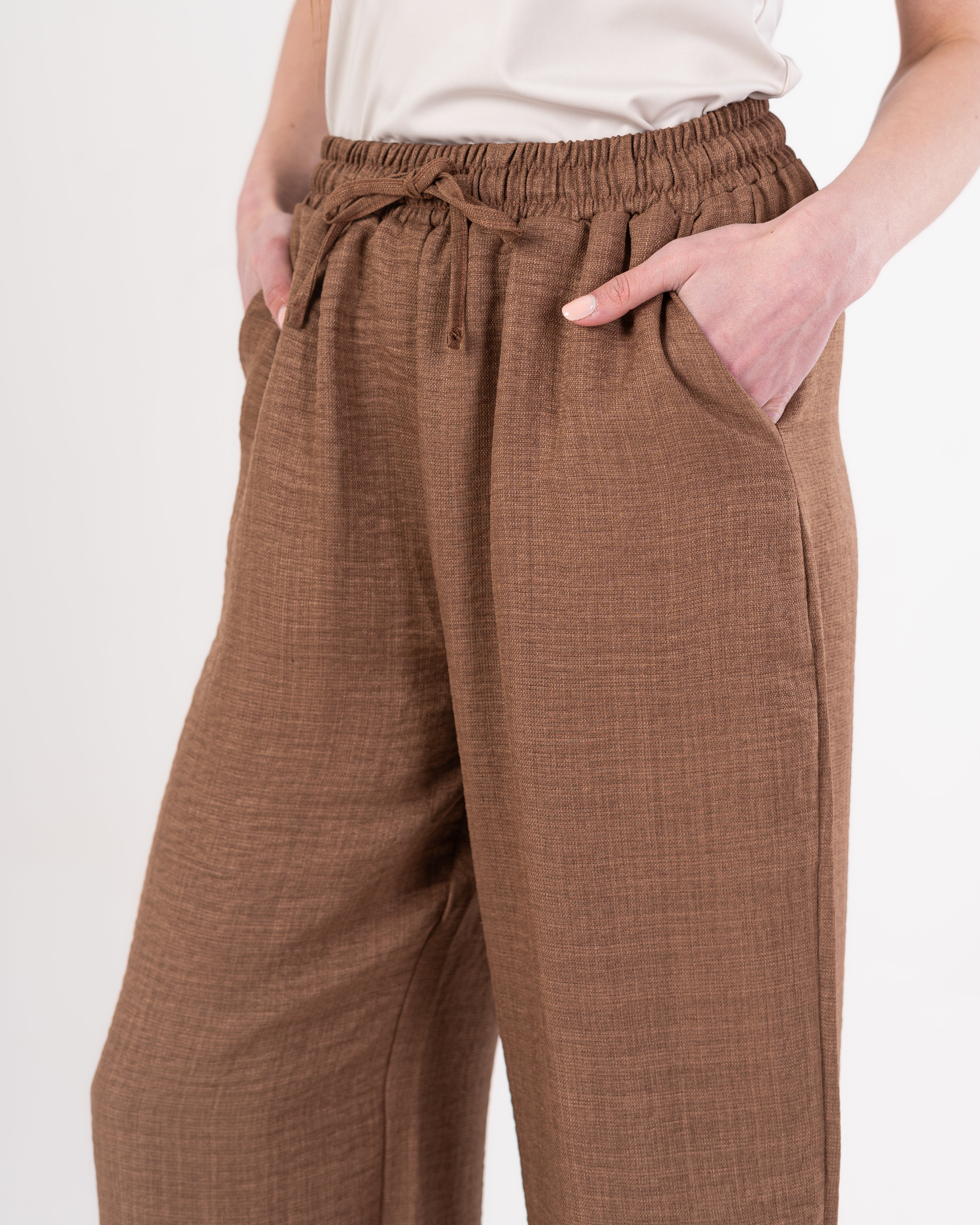 Plain Linen Trouser - ( Drawstring - Elastic Waist )