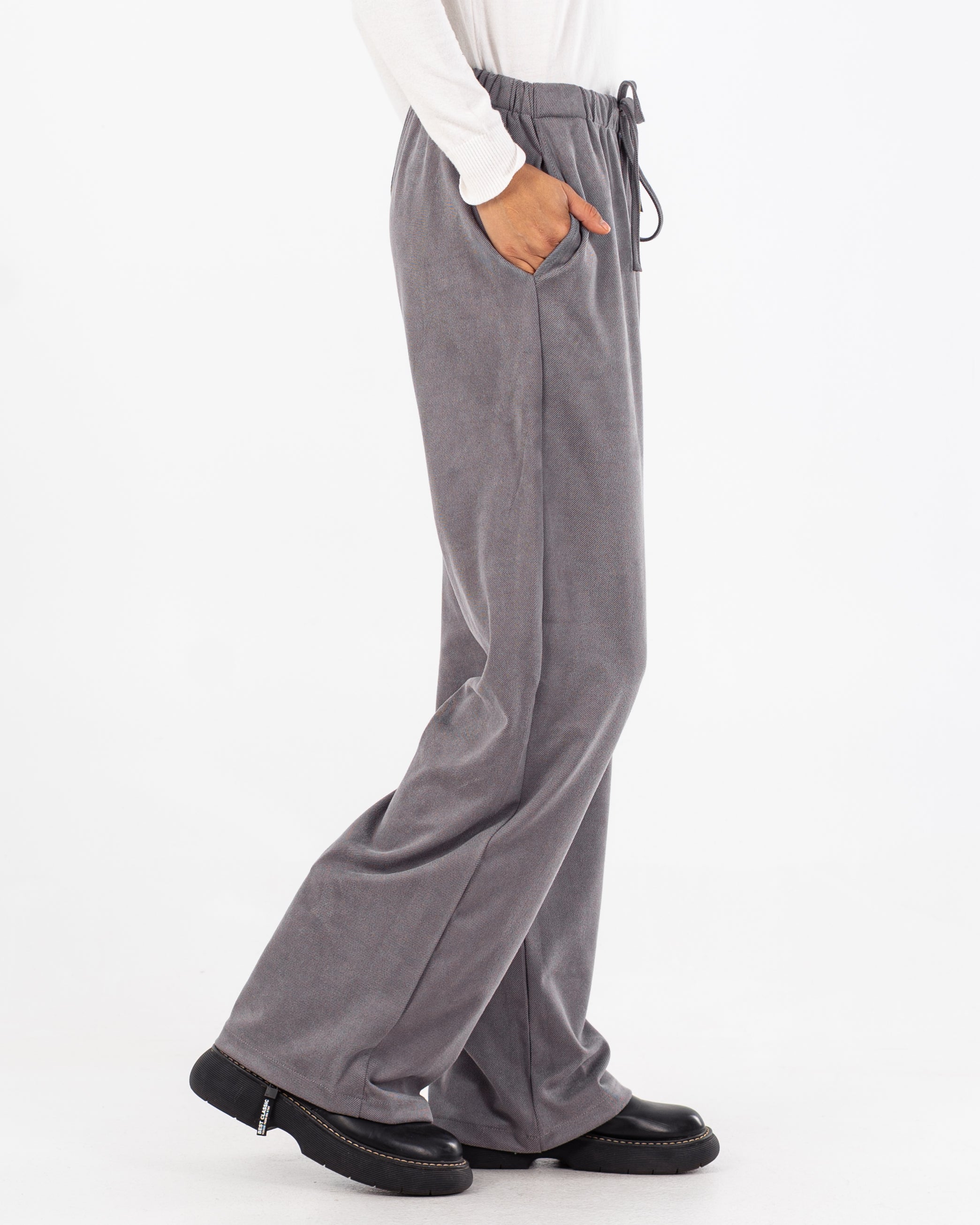 بنطلون سادة برباط (ساق مستقيمة)