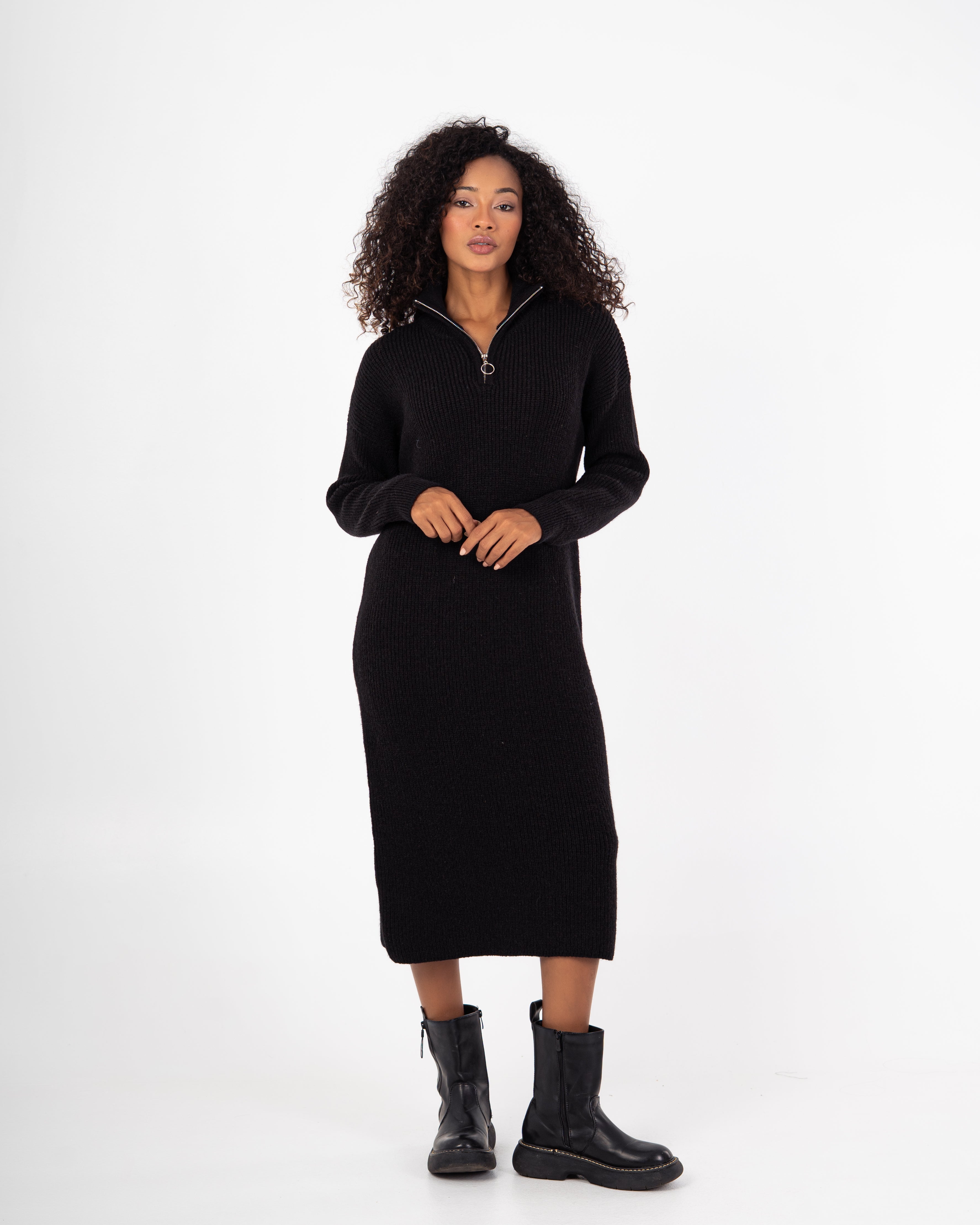Knitwear Dress – Zipper Neckline